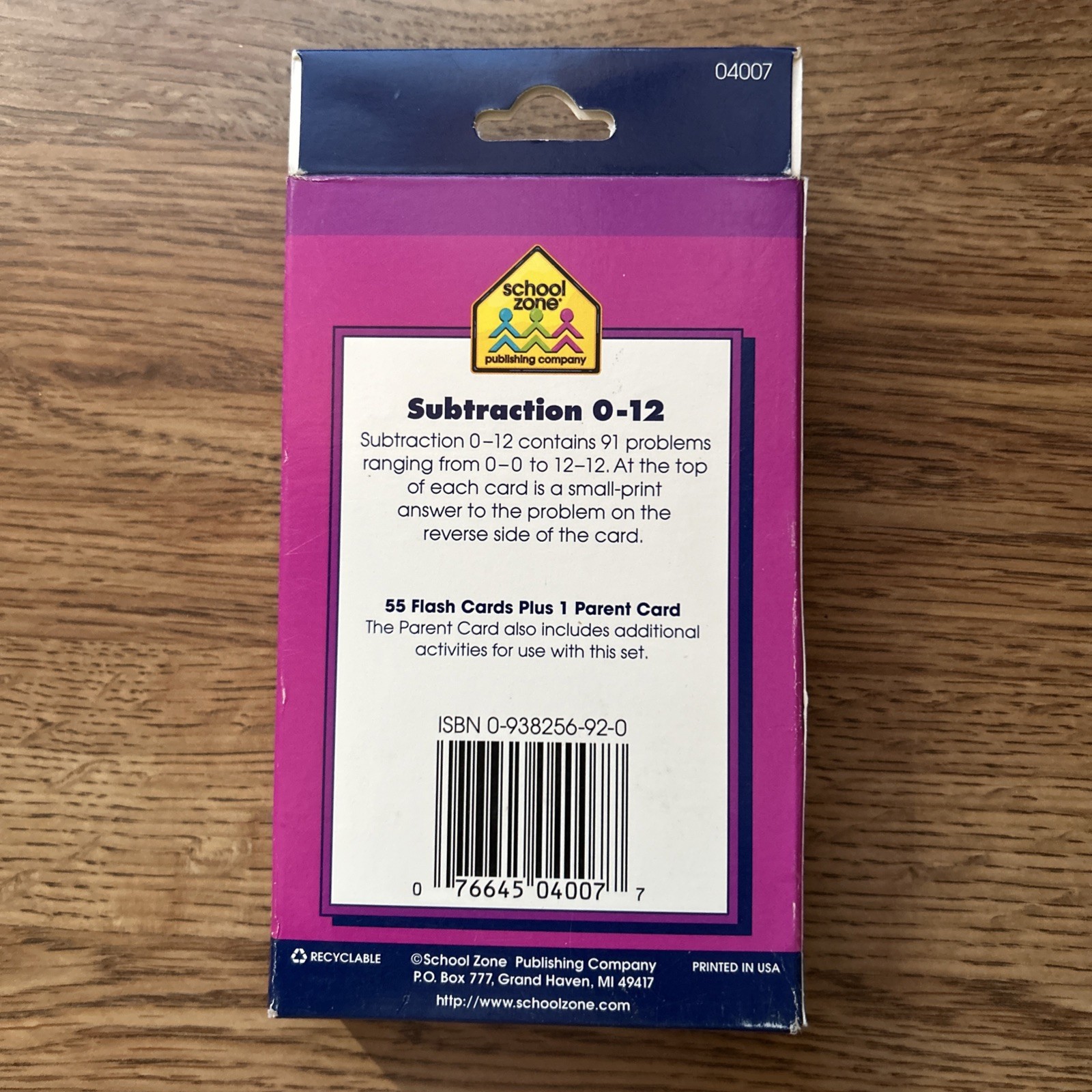 School Zone Subtraction 0-12 Flash Cards Ages 6 and Up 1st Grade 2nd Math Game
