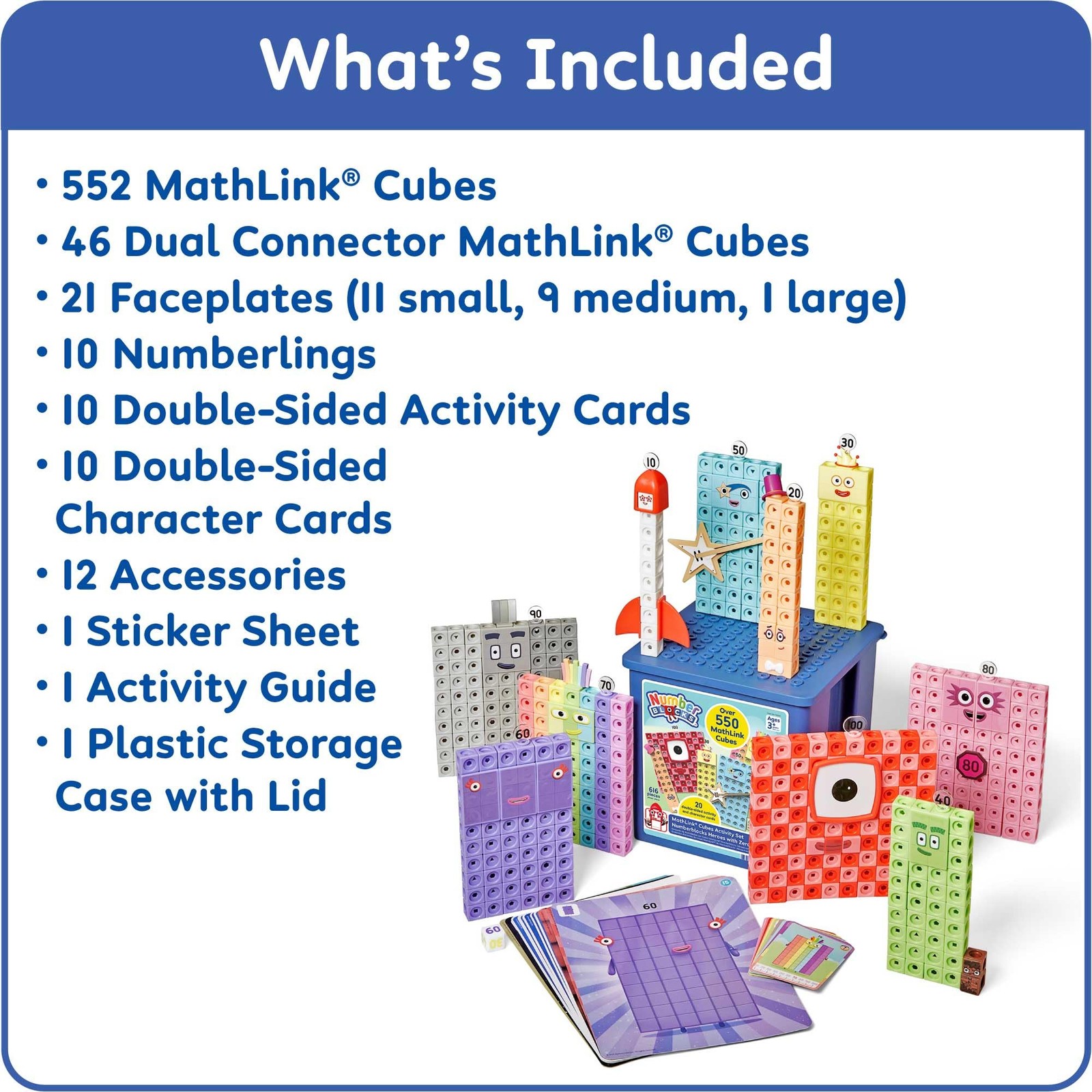 MathLink Cubes Activity Set Numberblocks Heroes Zeroes Preschool Learning Toys