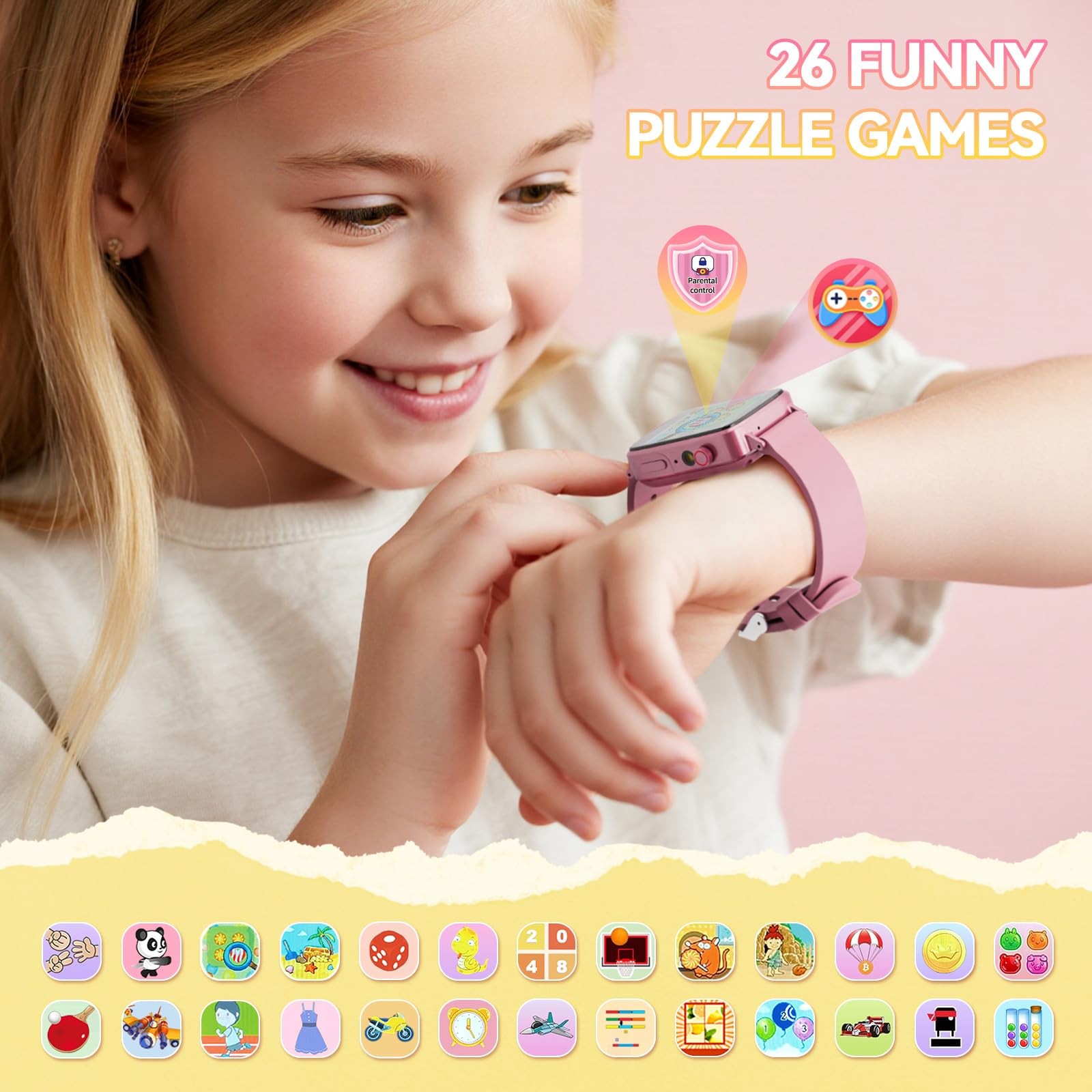 Kids Watch for Girls 4 5 6 7 8 9 10 Years Old Gifts, Smart Watch for Kids with 2