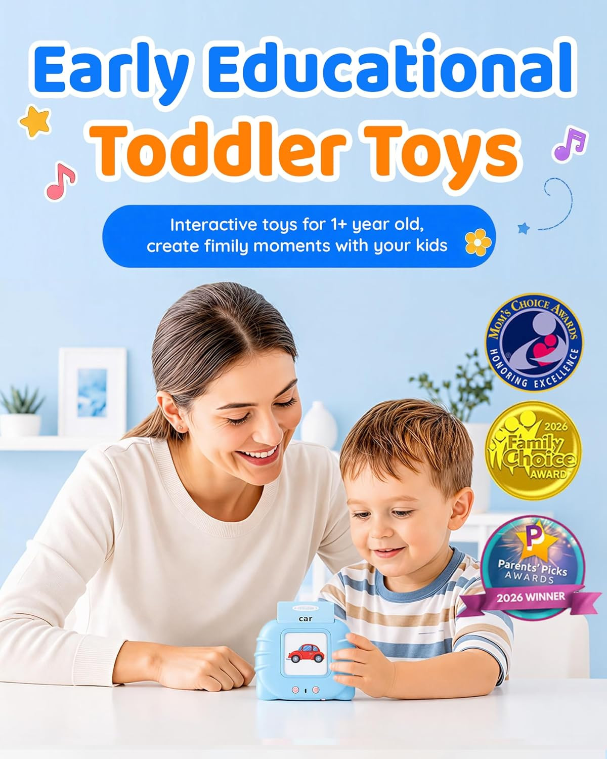 Aullsaty Talking Flash Cards for Toddlers 1-3, Upgraded 248 Sight Words Montesso