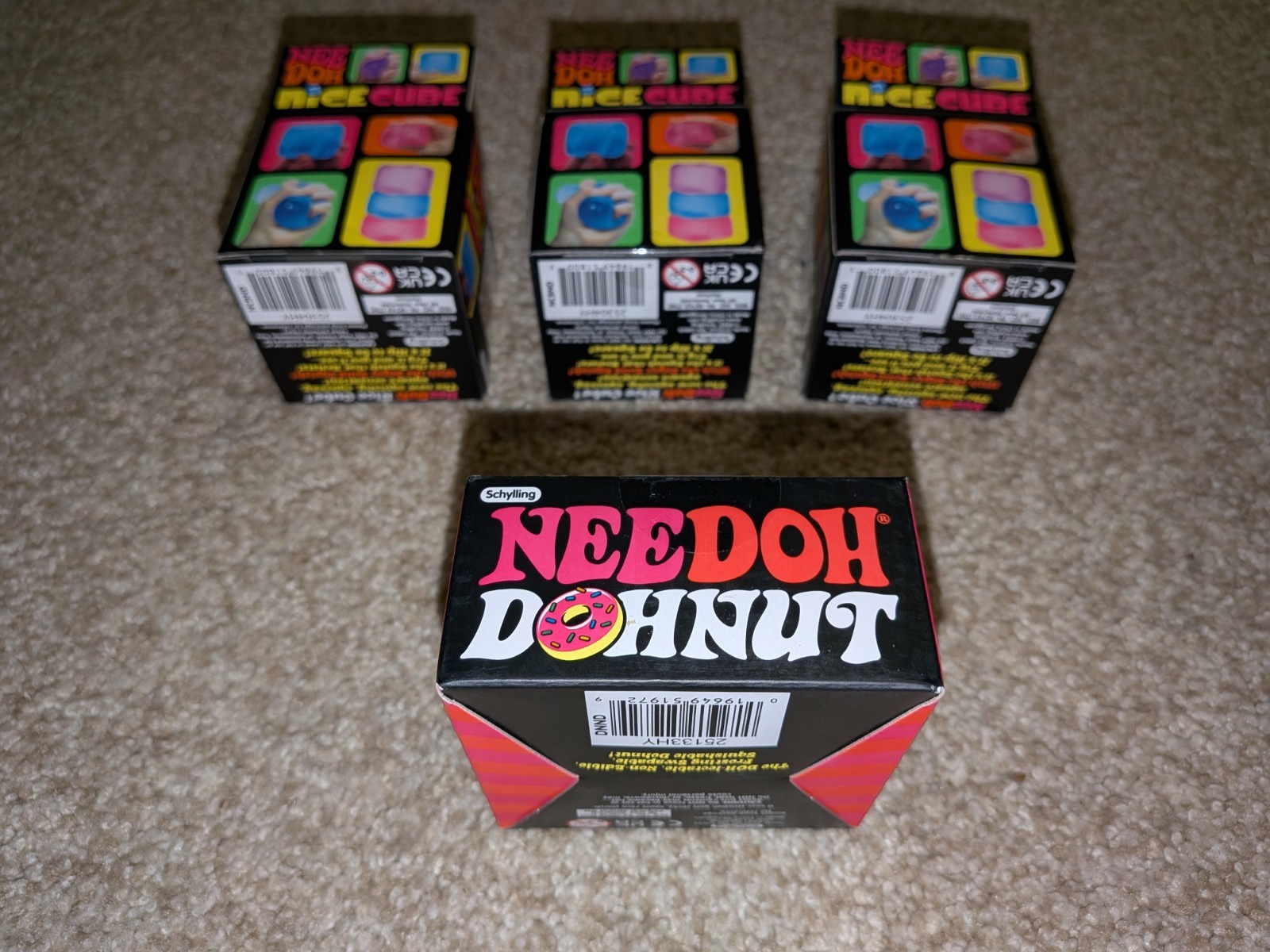 4 BLUE Sprinkles Swirl NeeDoh Jelly Donut Squishy Nice Cube Jellie Dohnut Stress