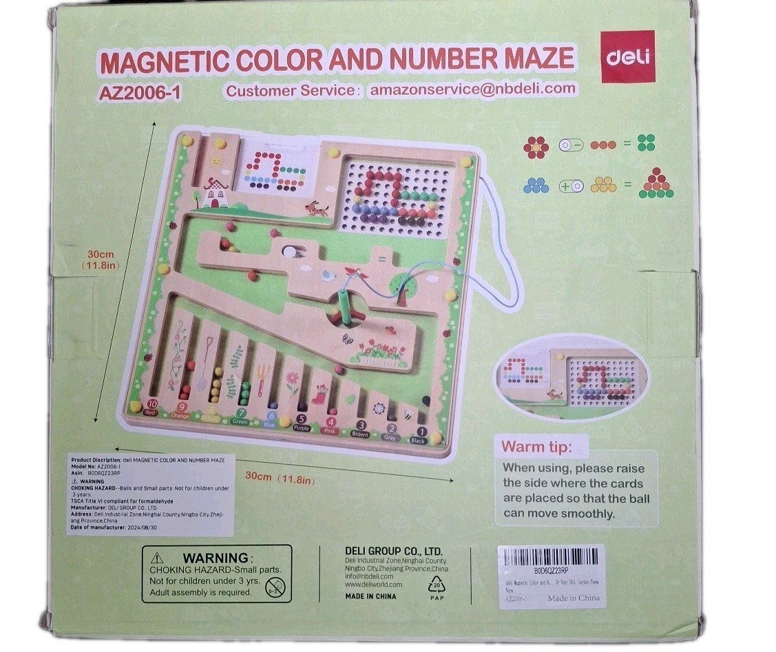 Montessori Magnetic Color & Number Maze Puzzle Game Wooden Toy for Toddlers New