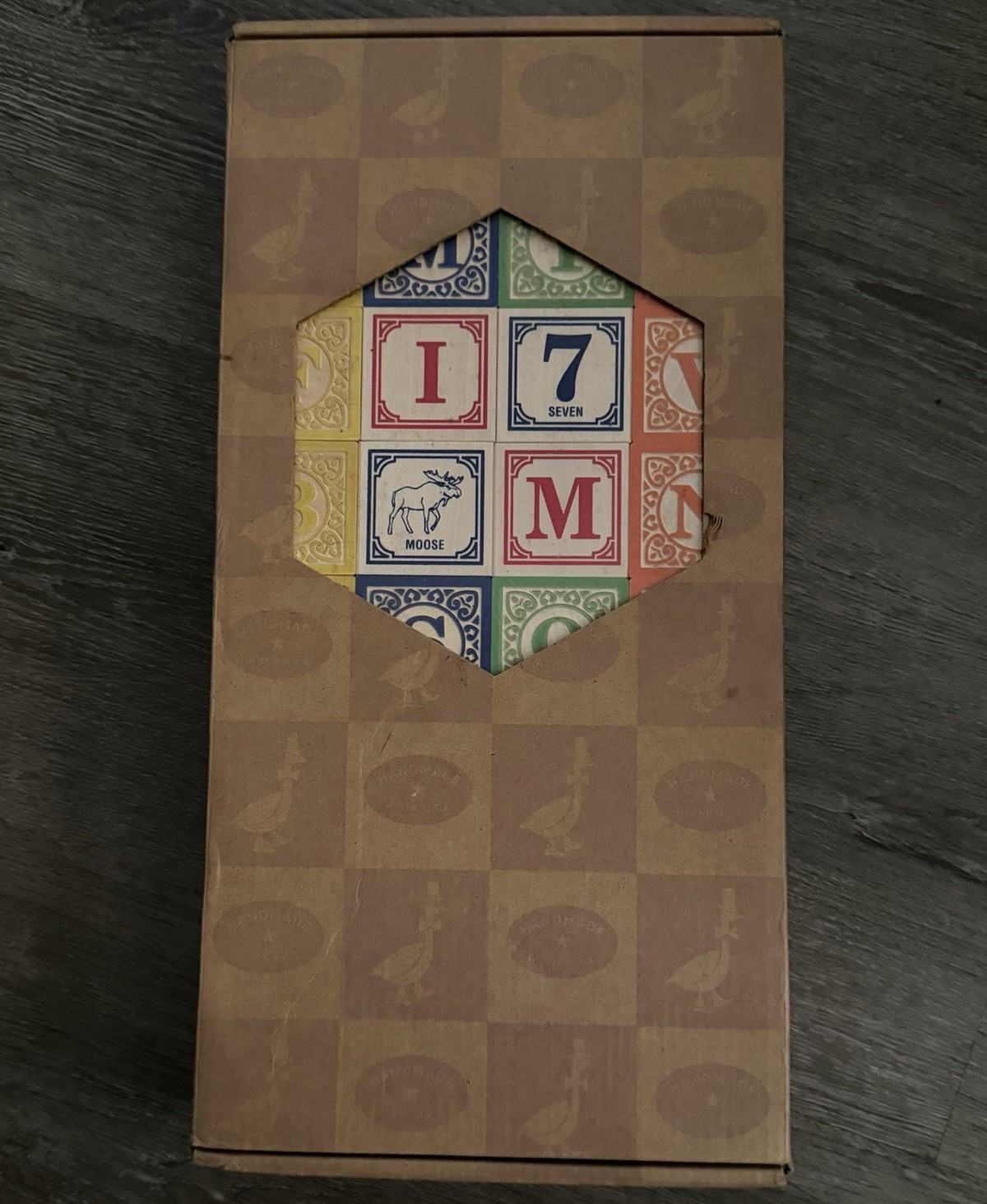 Wooden Alphabet & Number Animal Picture Blocks Set with Original Box