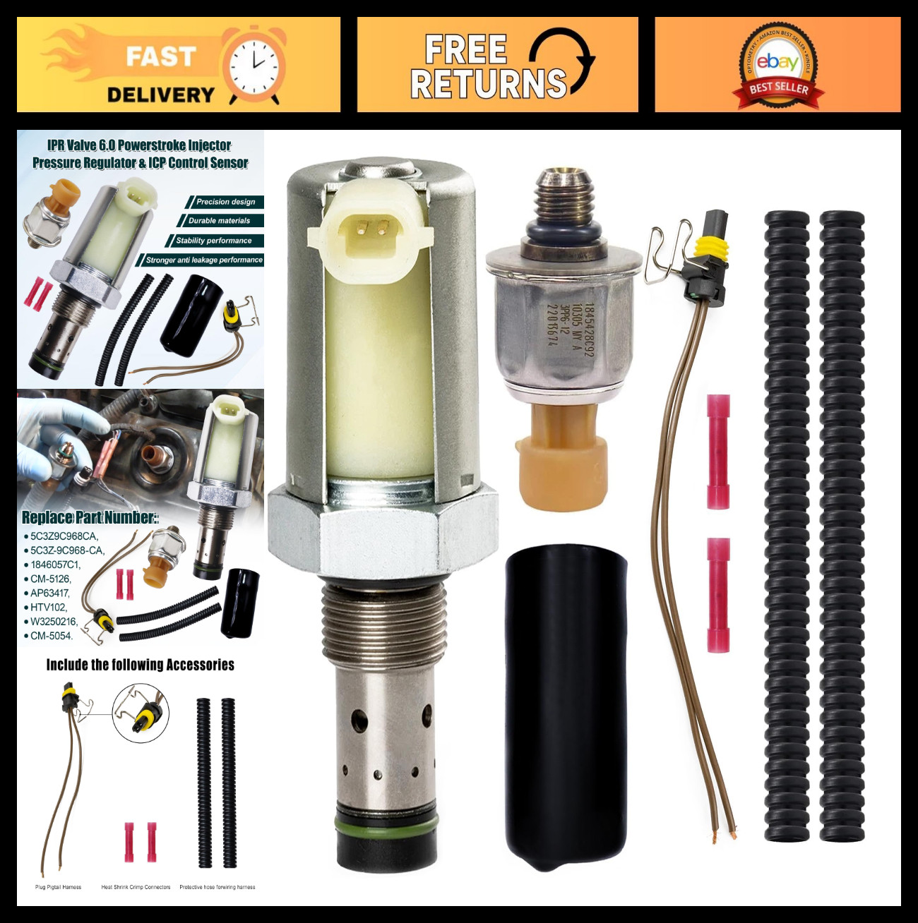 IPR Valve Injector Pressure Regulator & ICP Control Sensor for 2003-2010 Ford 6.