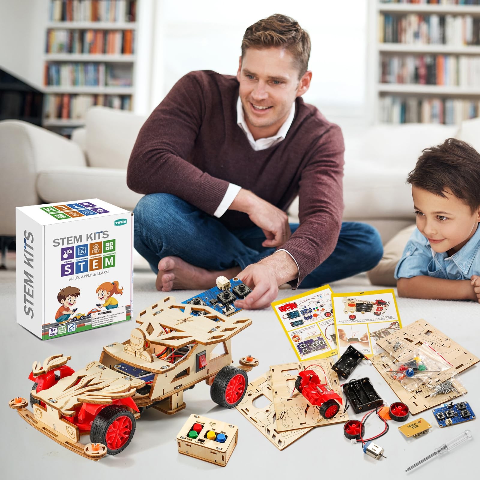 STEM Toys for Ages 8-13, Remote Control Model Car Building Science Small, Red