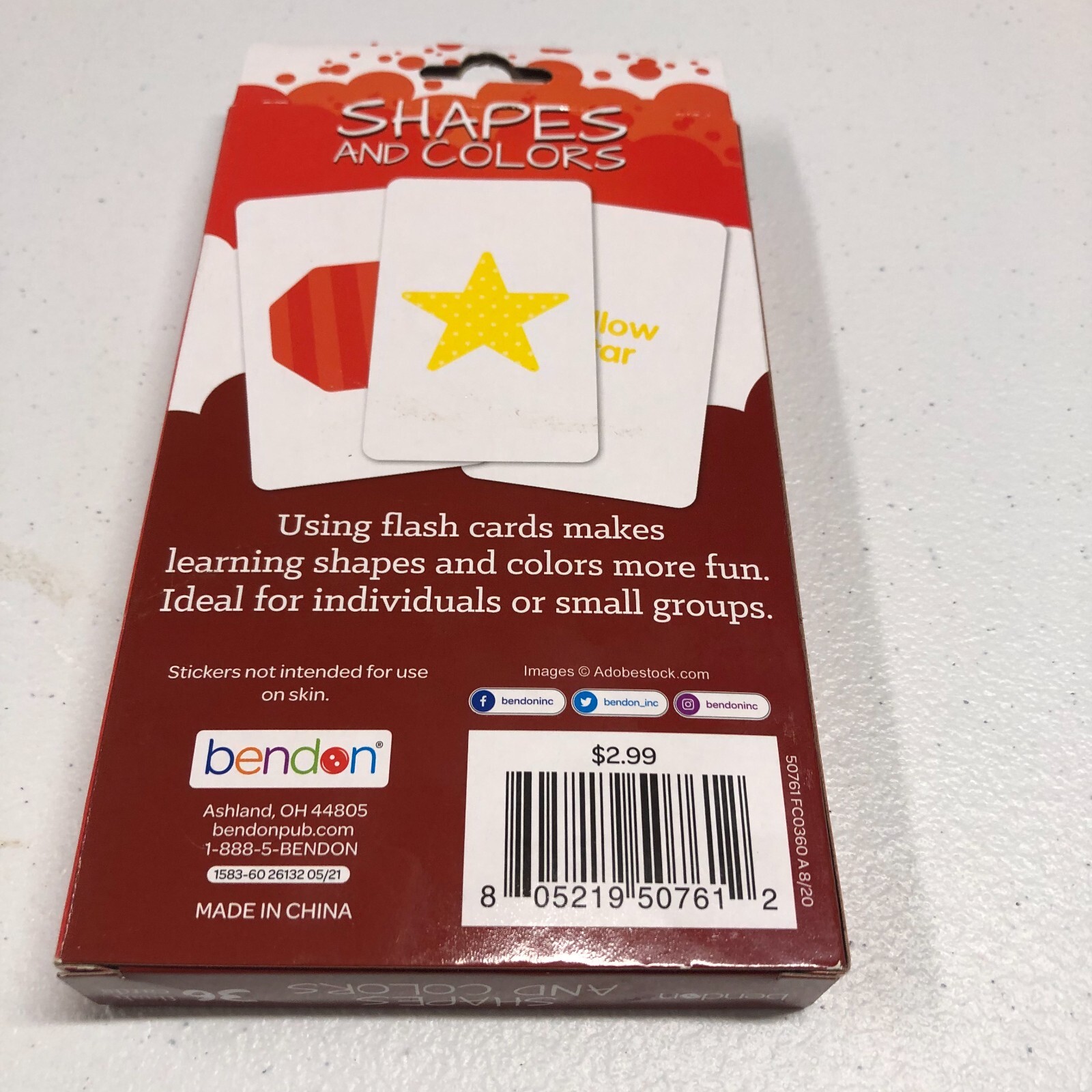Bendon Shapes And Colors Pre-K Flash Cards set of 36 New Includes Reward Sticker