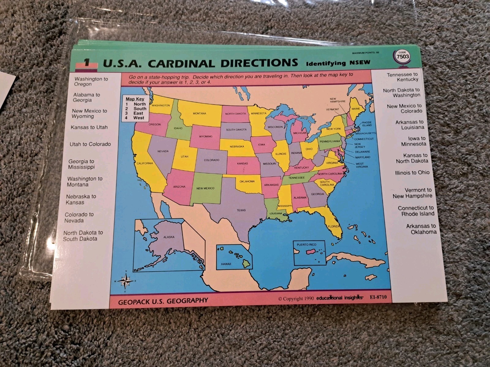 Electronic Geosafari More U. S. Geography Cards 20 Lesson Cards Game