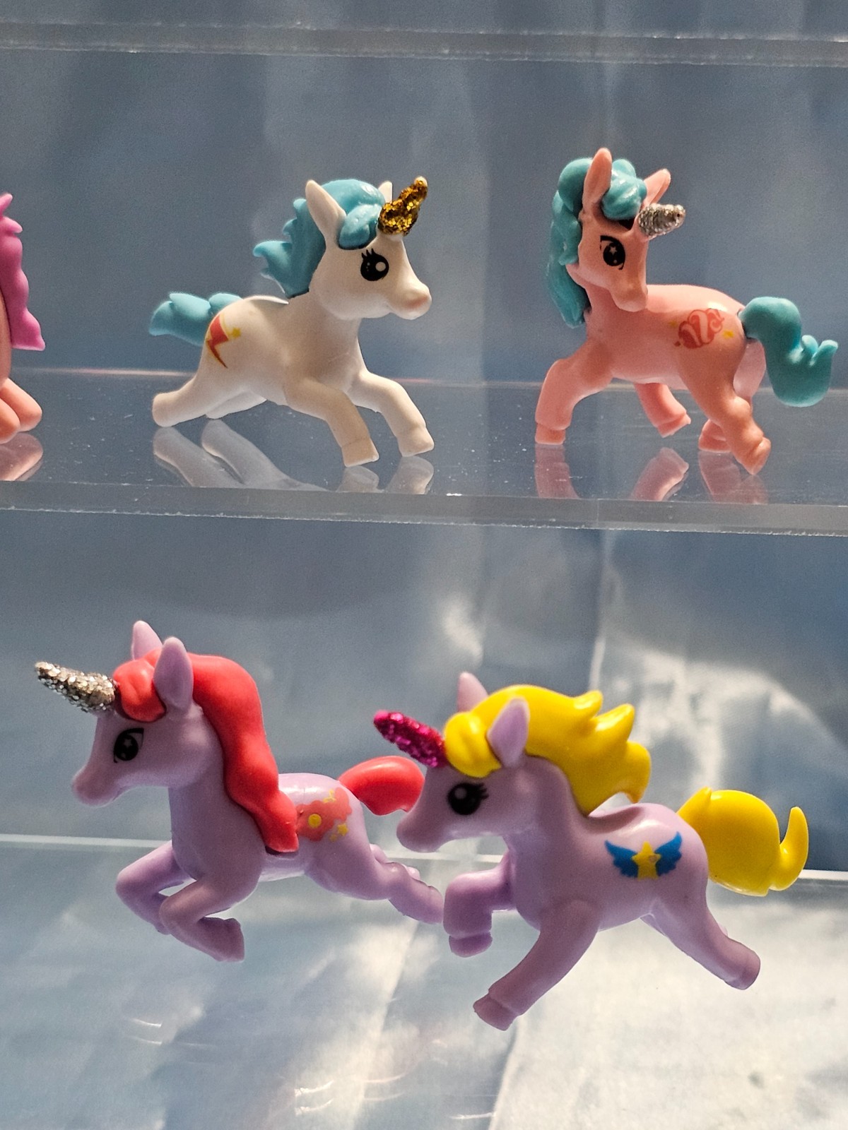 LOT OF 10 MINIATURE UNICORN PONY TOYS – ASSORTED COLORS – BRANDED – 2″