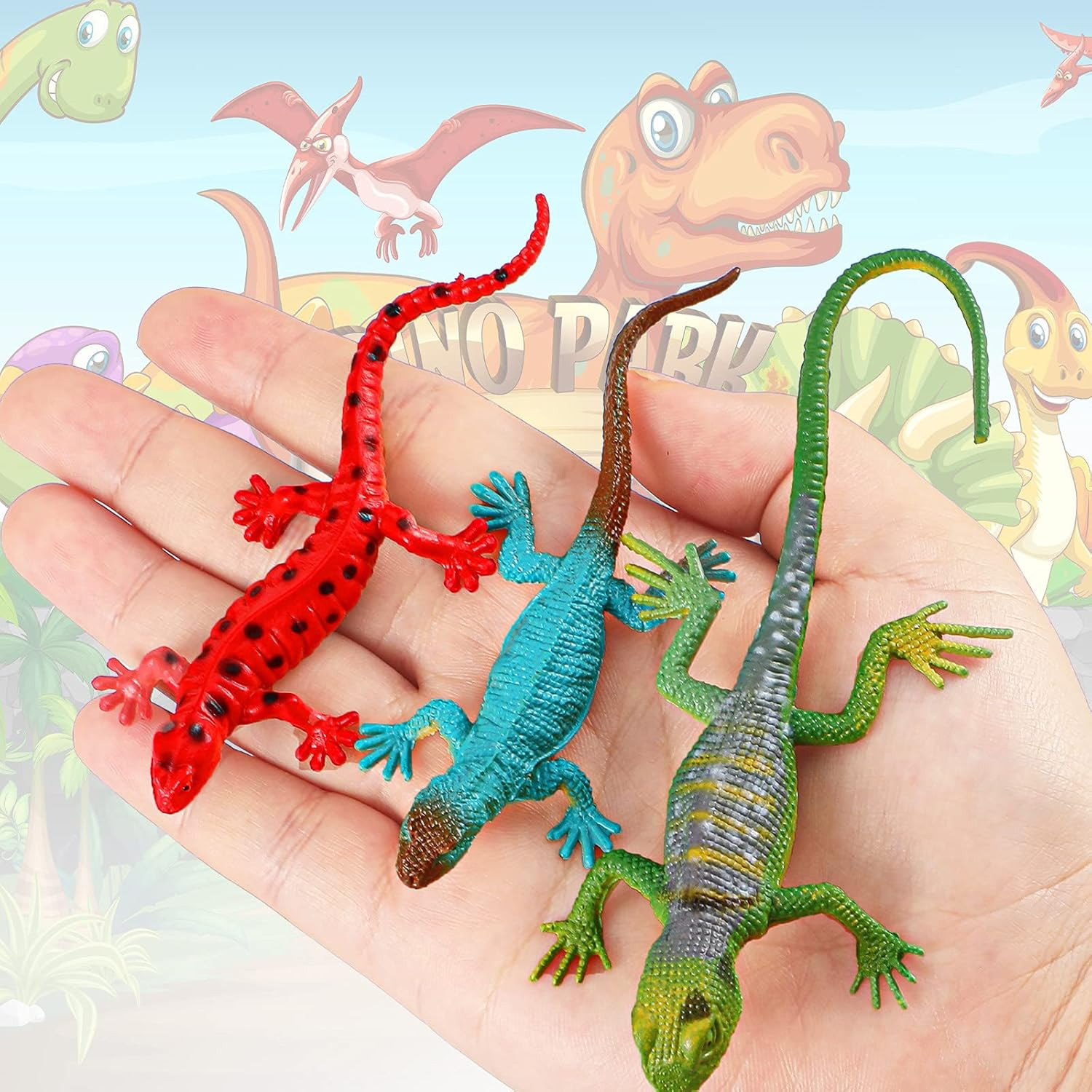 18 Piece Plastic Lizard Toys Colorful Plastic Fake Lizards Artificial Model Rept
