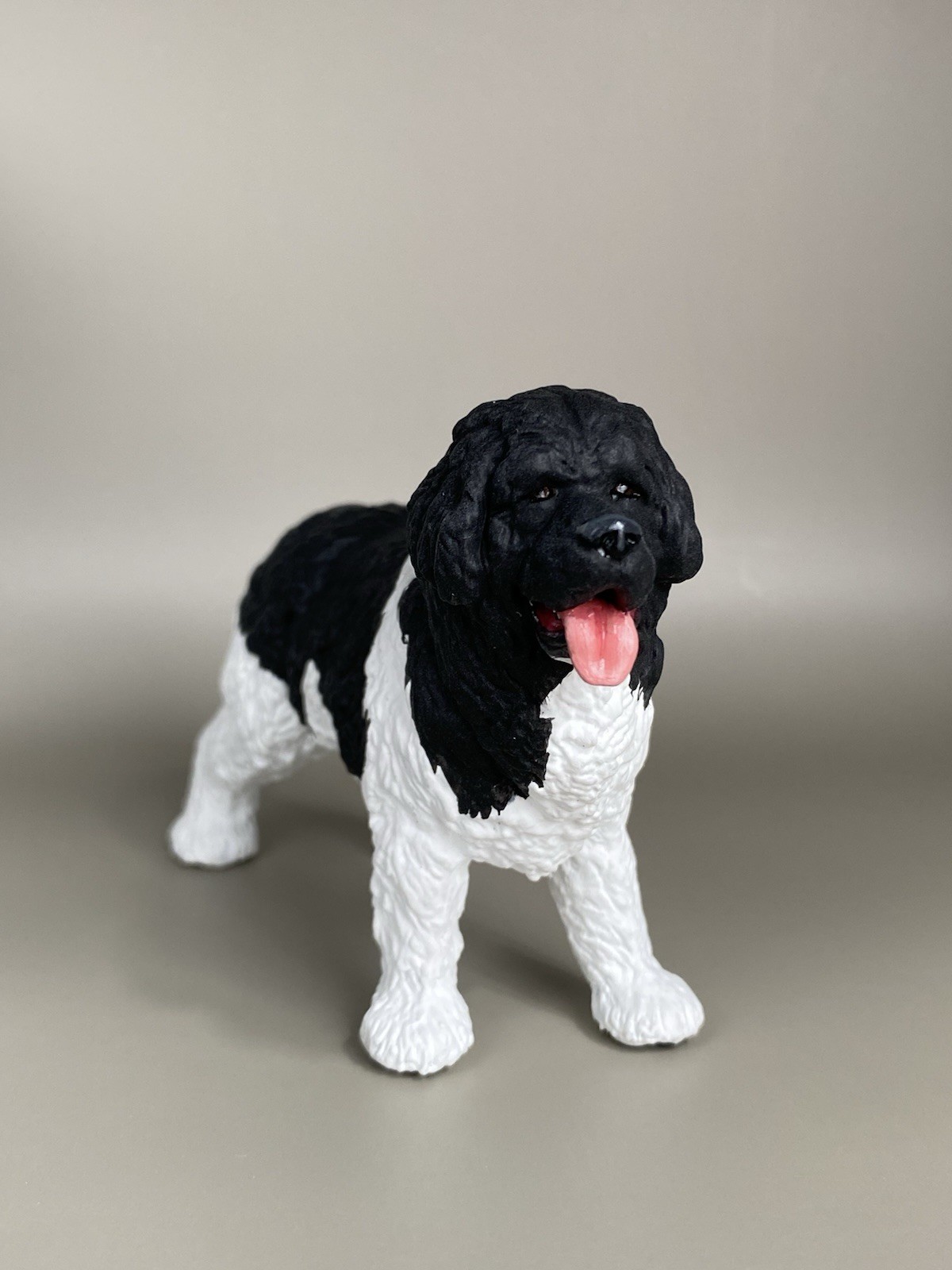 OOAK Custom Schleich PAPO Newfoundland Dog Plastic Toy Animal Figure
