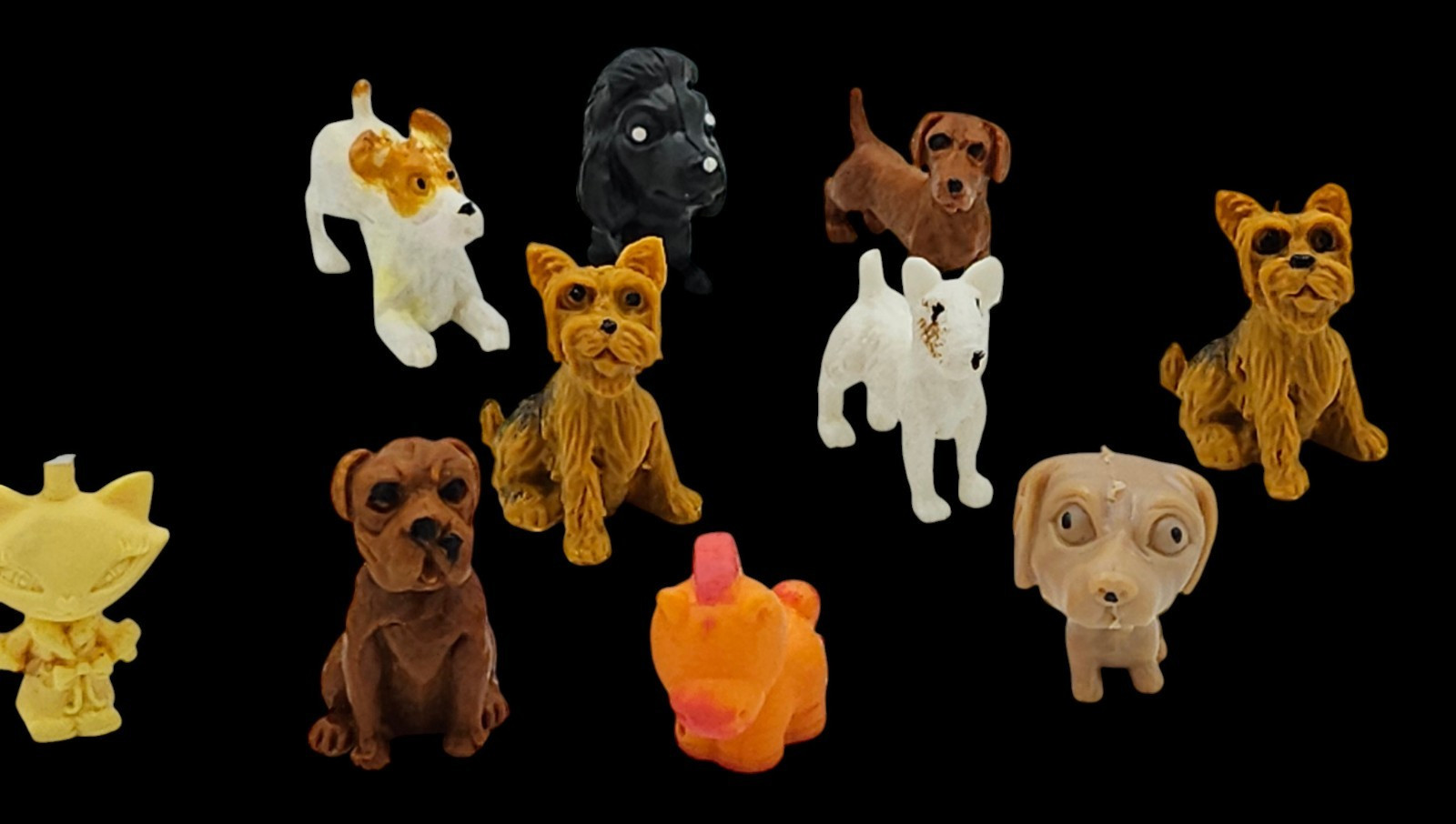 Miniature Toy Animals Dogs Figurines Plastic Mini Puppy Figures Bone Lot of 11