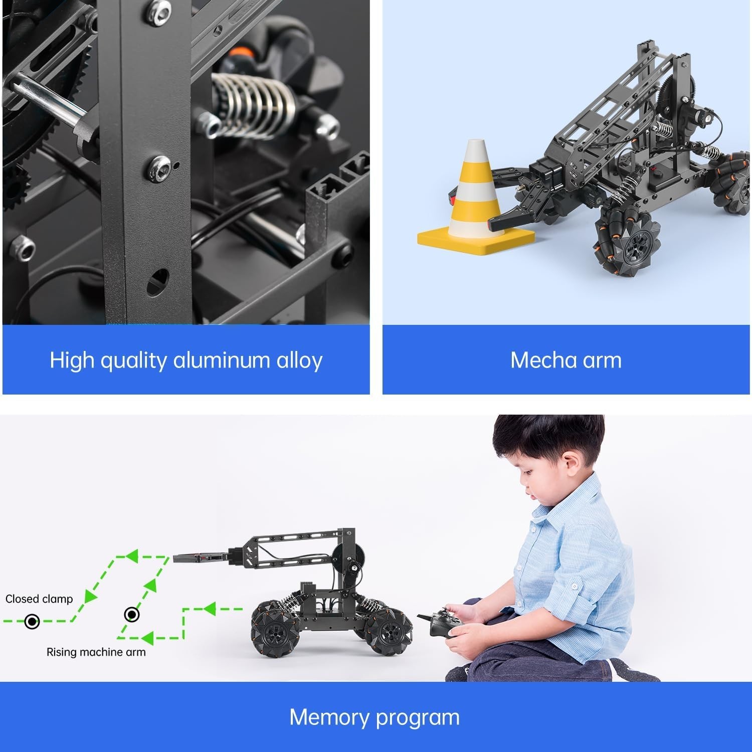 Smart Robot Arm Kit,2-in-1 Science Kits with 4-DOF Robotic Car,Elect…