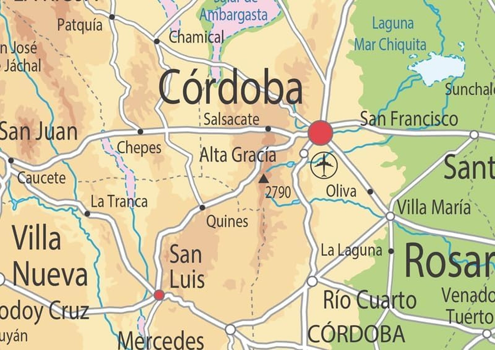 Argentina Physical Map – 23.3 x 16.5 Inches – Paper Laminated
