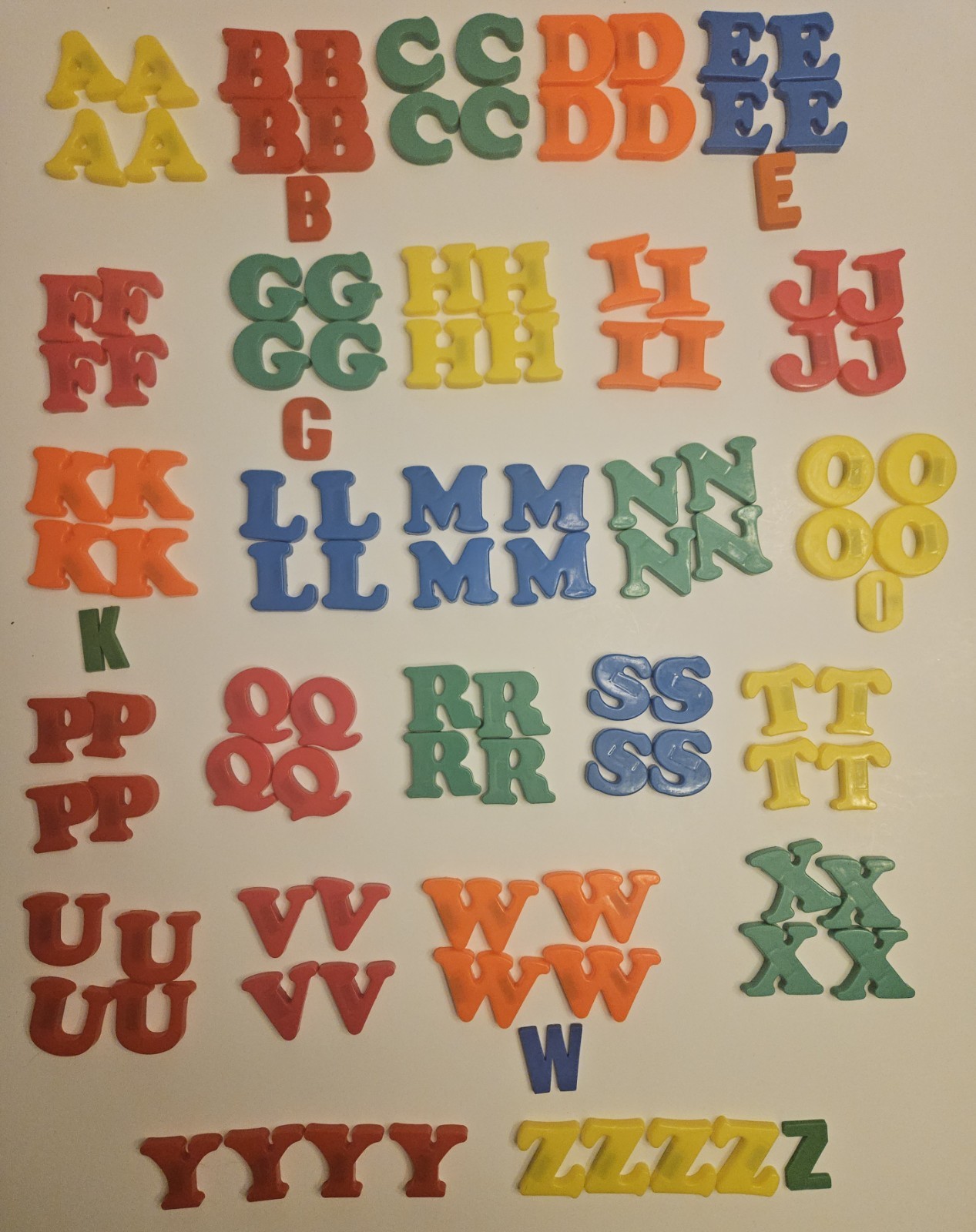 Vintage Plastic Letters Magnetic Alphabet Lot of 111 Assorted Letters