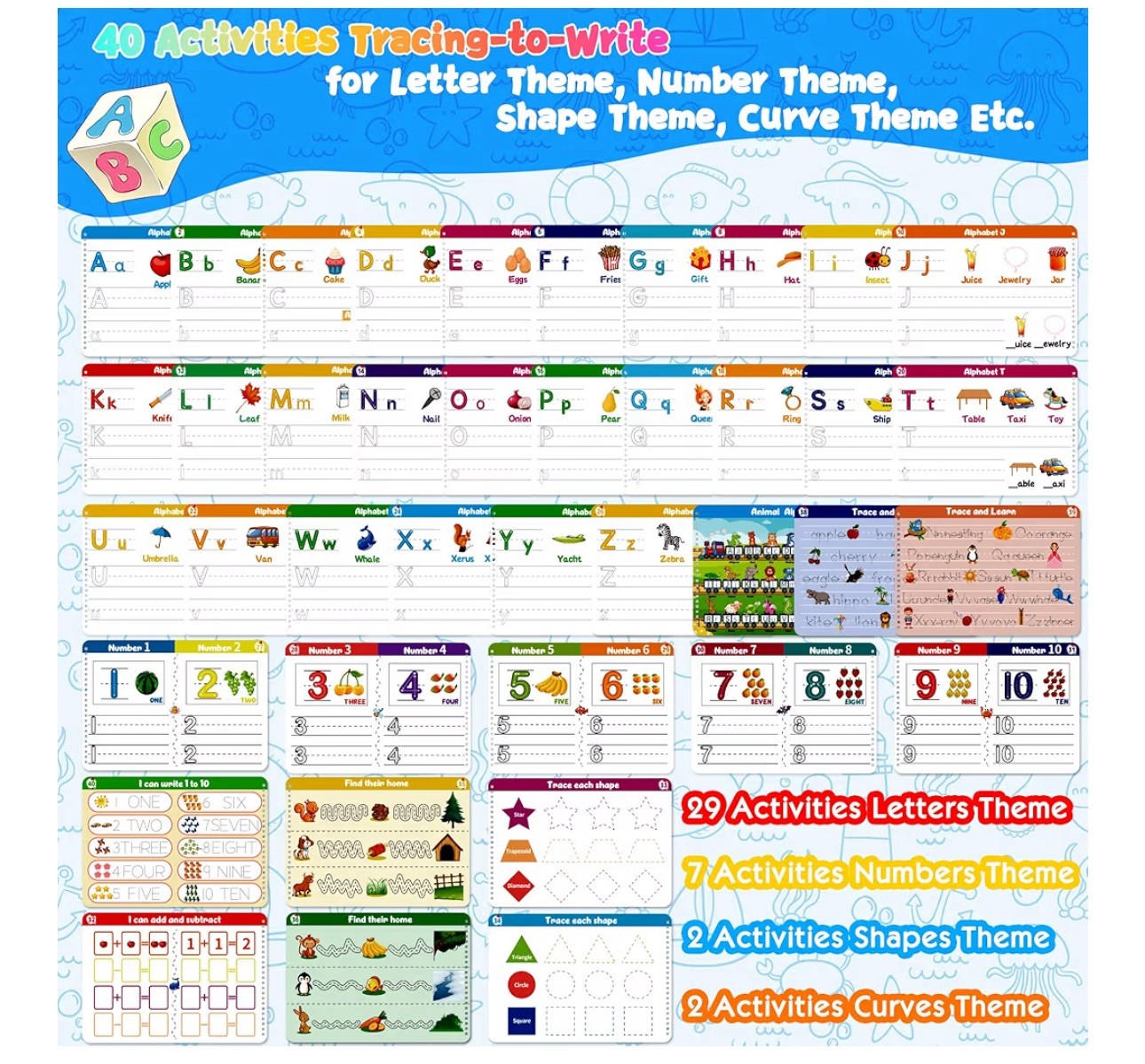 Tracing Books for Kids Ages 3-5, Dry Erase Letter Number Trace Pre K Workbook