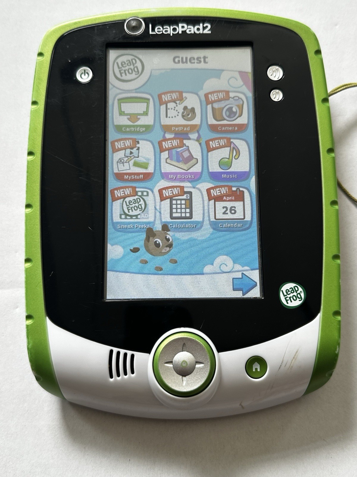 LeapFrog LeapPad2 Explorer Kids Tablet Green White With Stylus Tested & Working