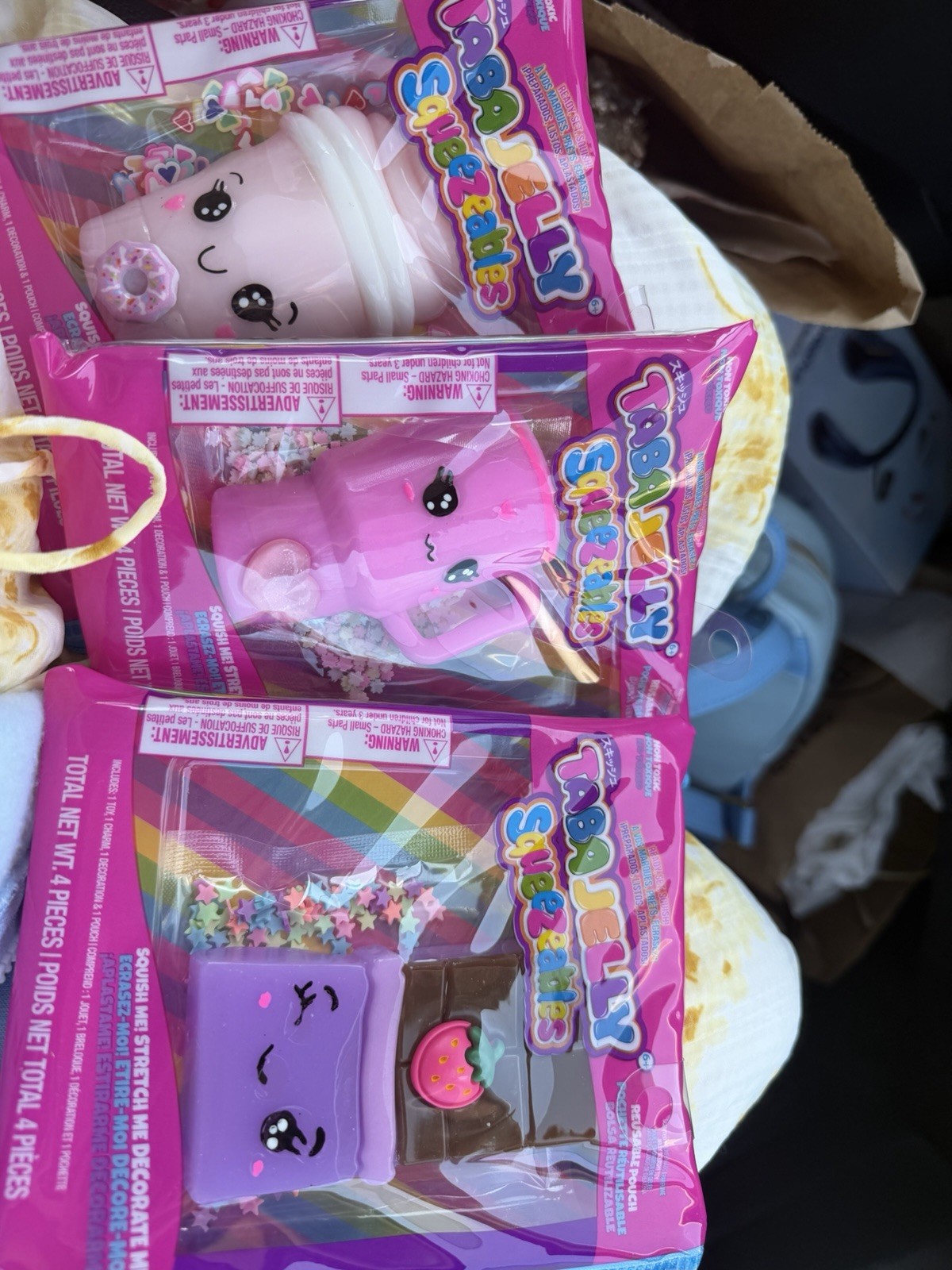 New Taba Jelly Squeezables Set of 3 Soft Squeeze Toy Squishies As pictured