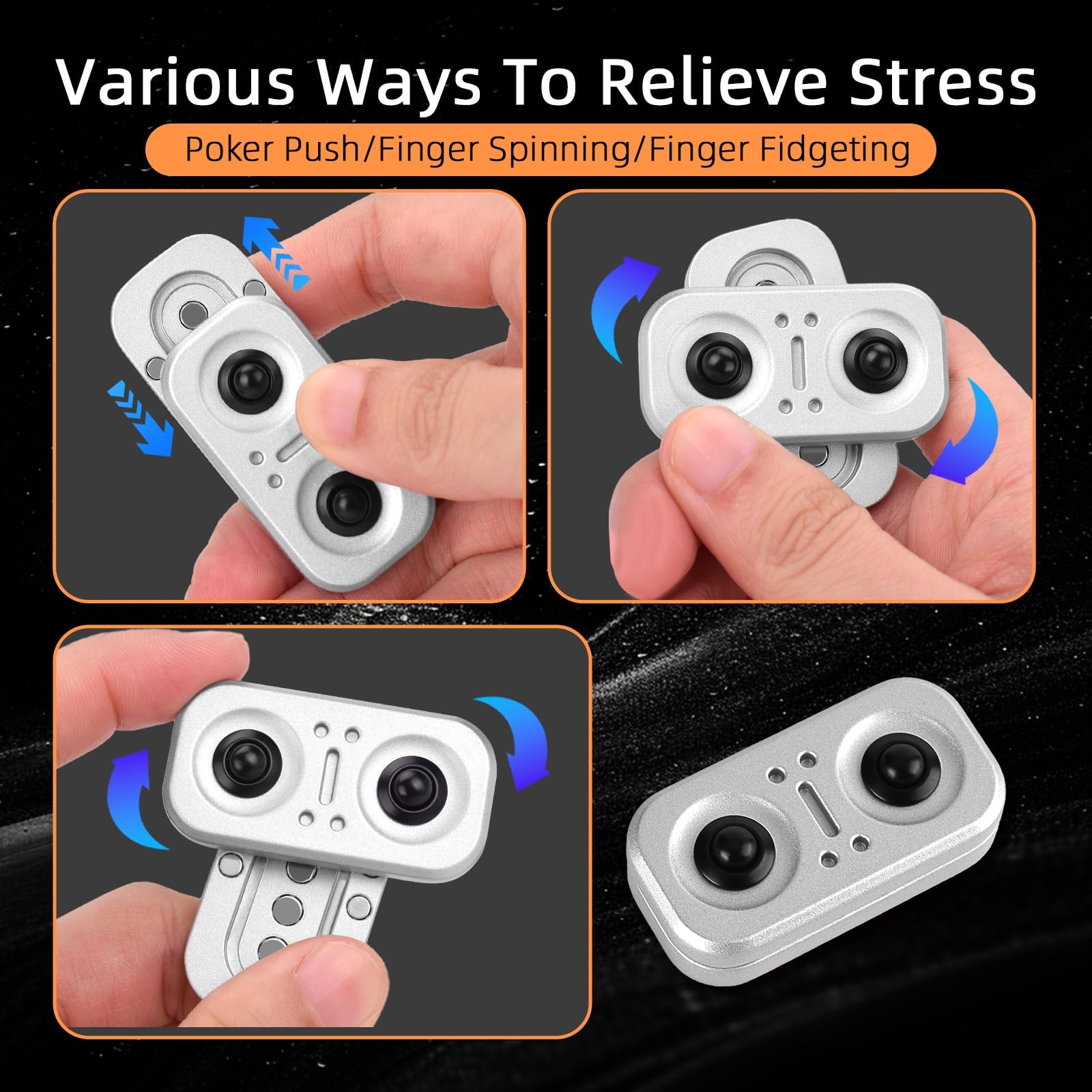 Magnetic Fidget Toys Adults, Slider for Super-Stable Rotation, Silver
