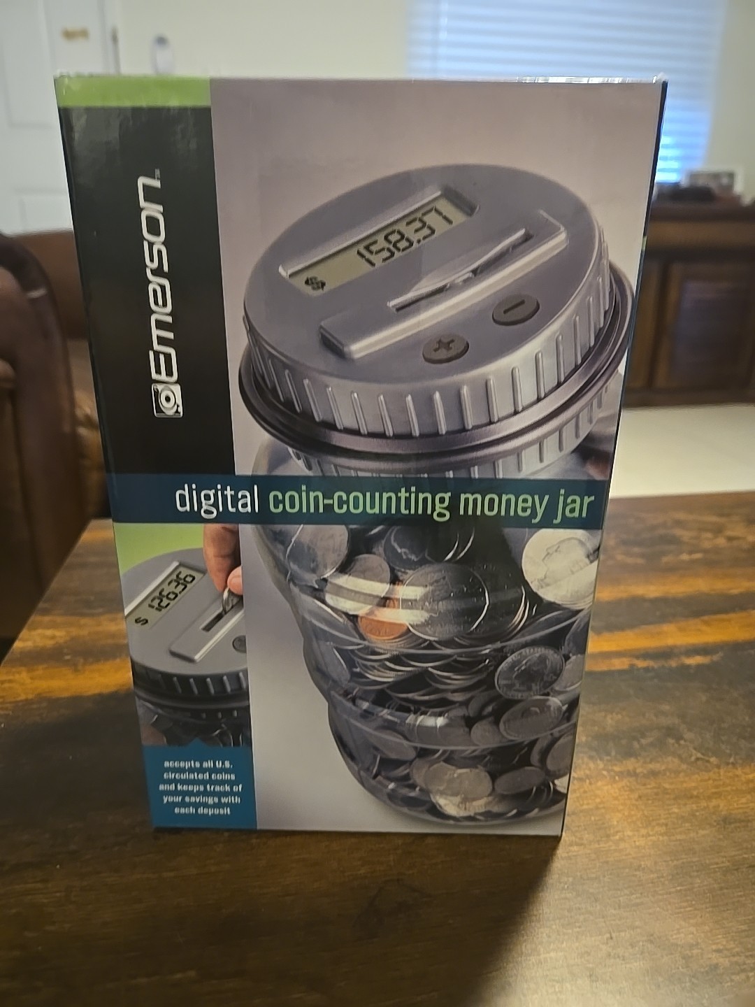 Emerson- Digital Counting Money Jar Automatically Calculates And Displays Coins