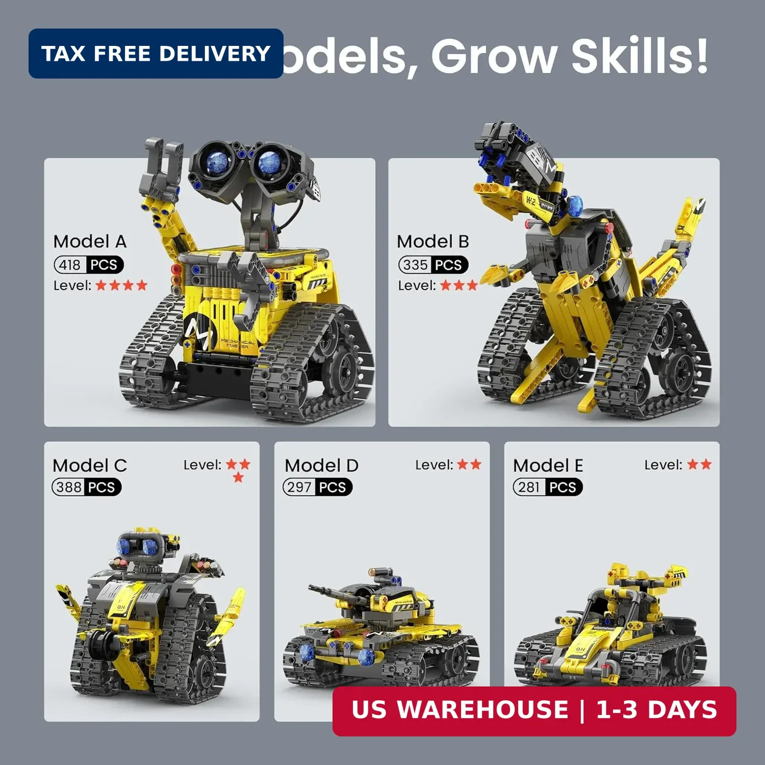 Mibido STEM Robot Building Kit Gift for Boys Ages 8-12 with Remote Control, Tech