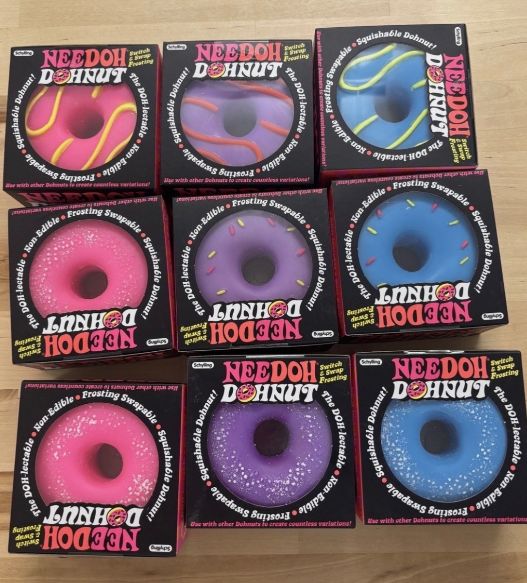 NeeDoh Donuts: Blue/Pink/Purple Frosting New & Sealed Dohnut