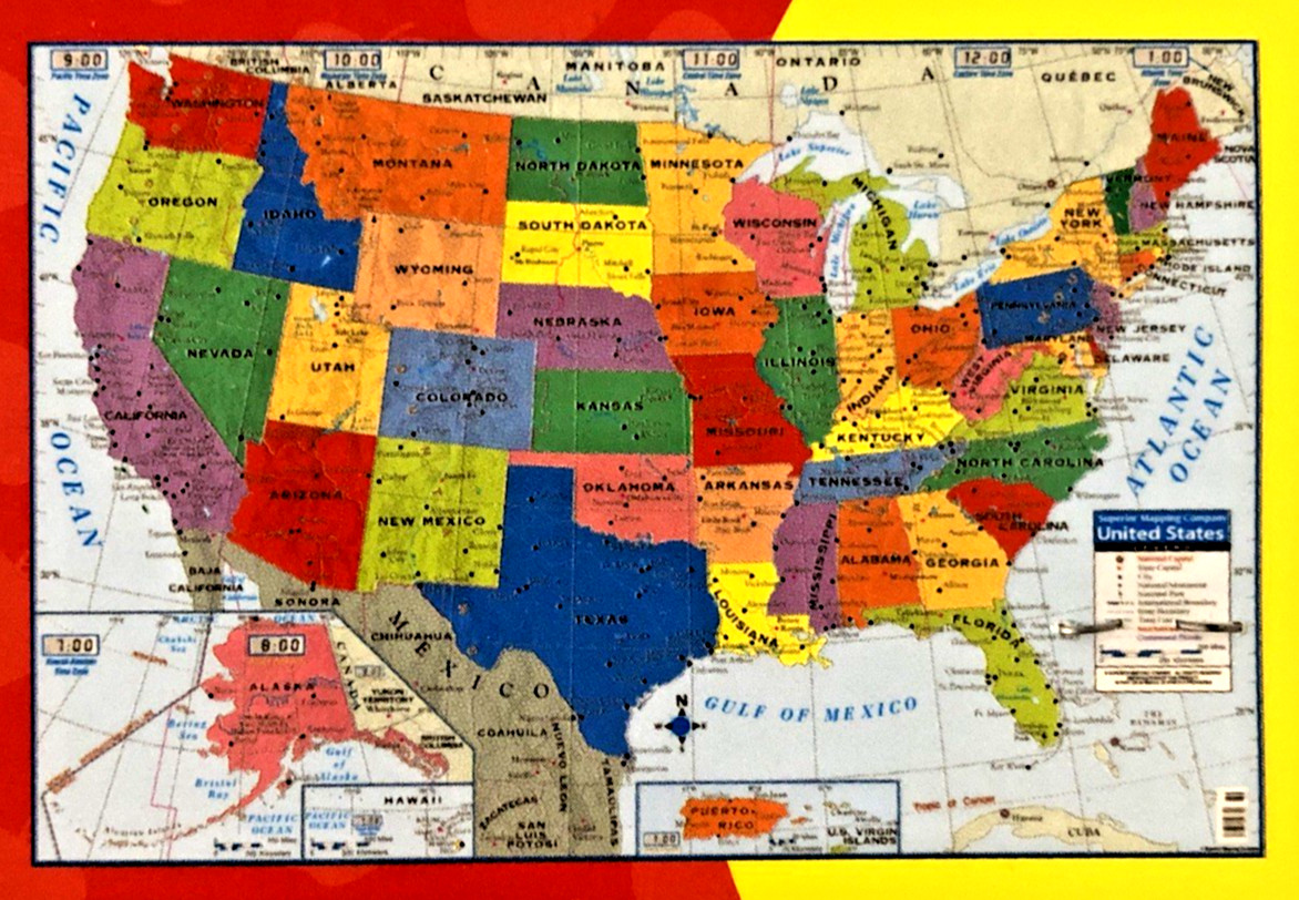 Teaching Tree United States Wall Map Poster With Gulf of Mexico 40×28 New Sealed