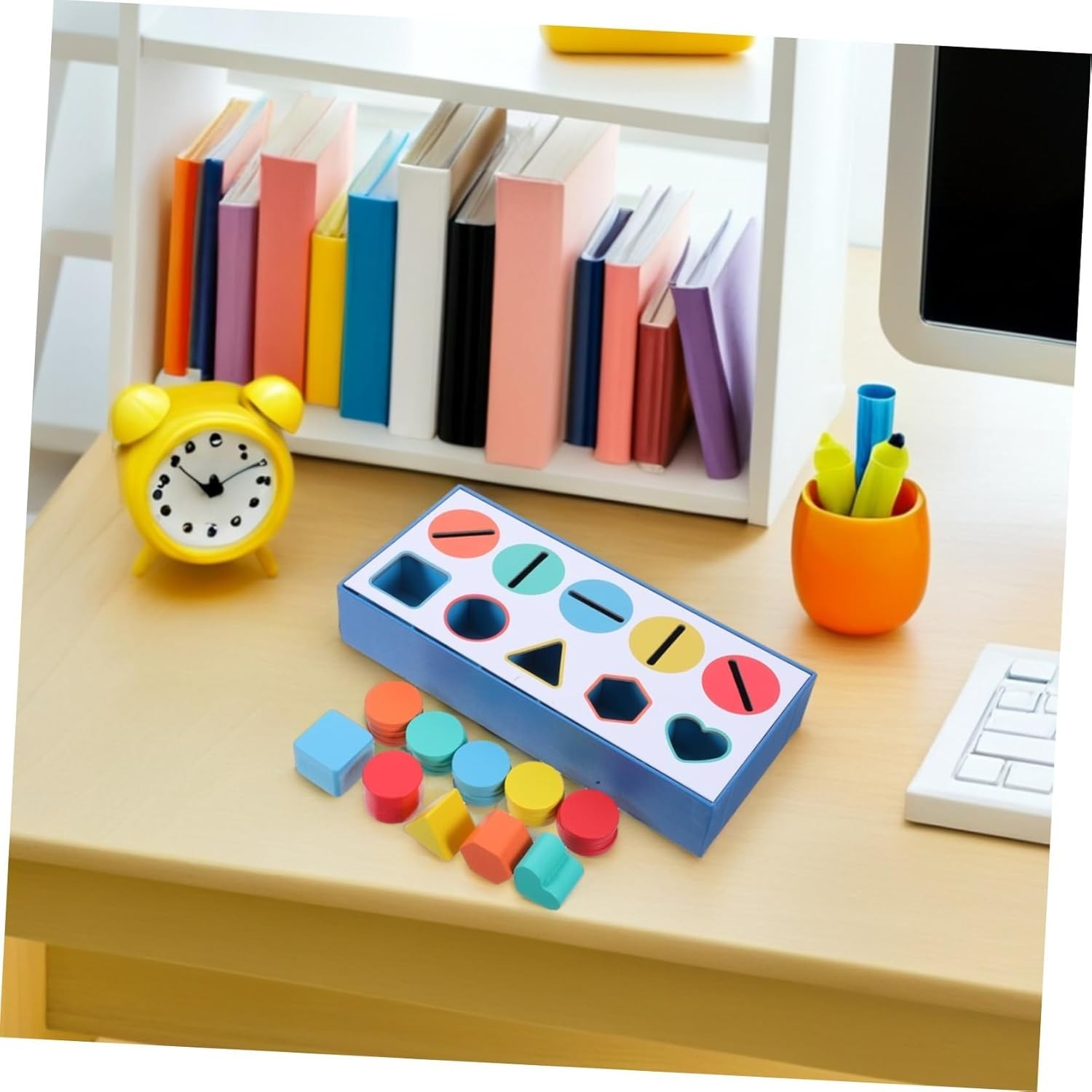 1 Box Wooden Color Shape Sorter Box for Montessori Educational Learning Color