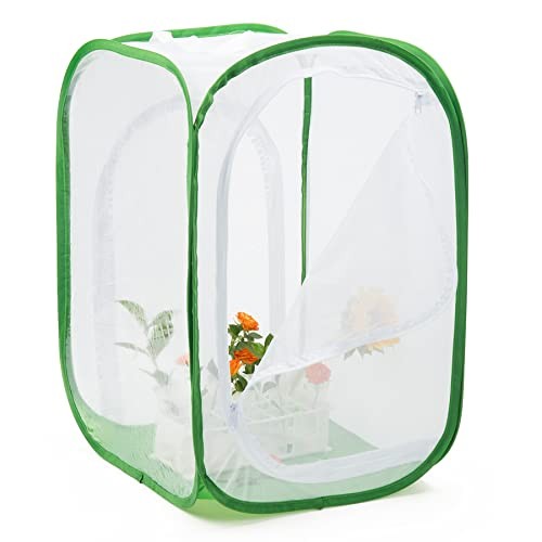 RESTCLOUD Butterfly Habitat Cage, Pop-up Insect Mesh Enclosure, 15.7×15.7×24 Inc