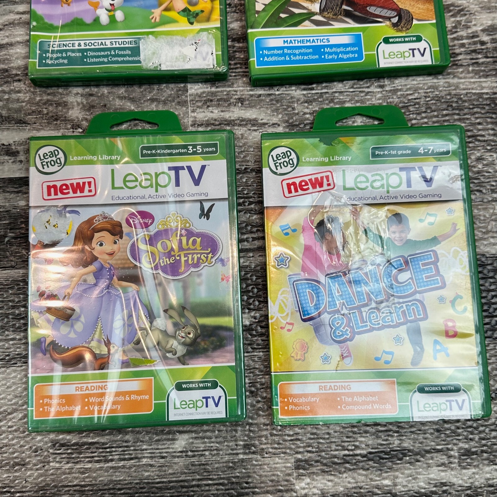 Leap TV Educational System + Lot Of 4 Leap Frog Video Games New & Used LeapTV