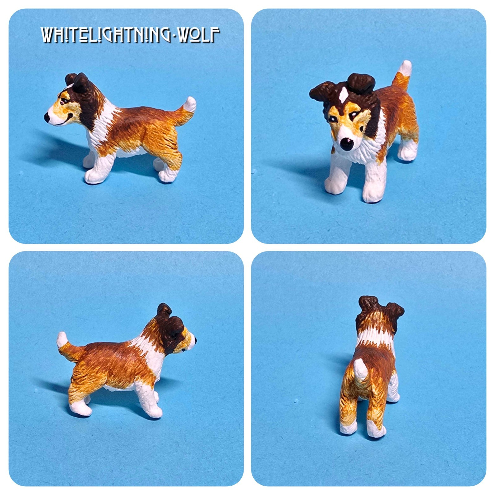 OOAK Custom Vintage Puppy In My Pocket Collie Dog Pups Toy Animal Figure -BELLA-