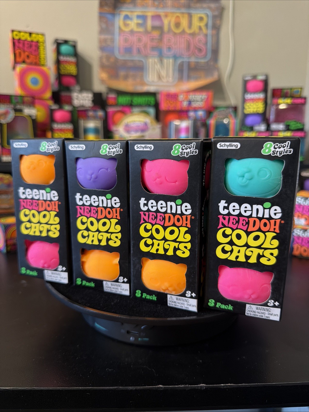 Schylling Needoh Teenie Cool Cats 3 PACK (ONE BOX) Multicolor🐱