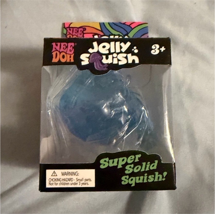 NeeDoh Jelly Fish Blue Super Solid Squish Tactile Squeeze Toy, Ages 3+