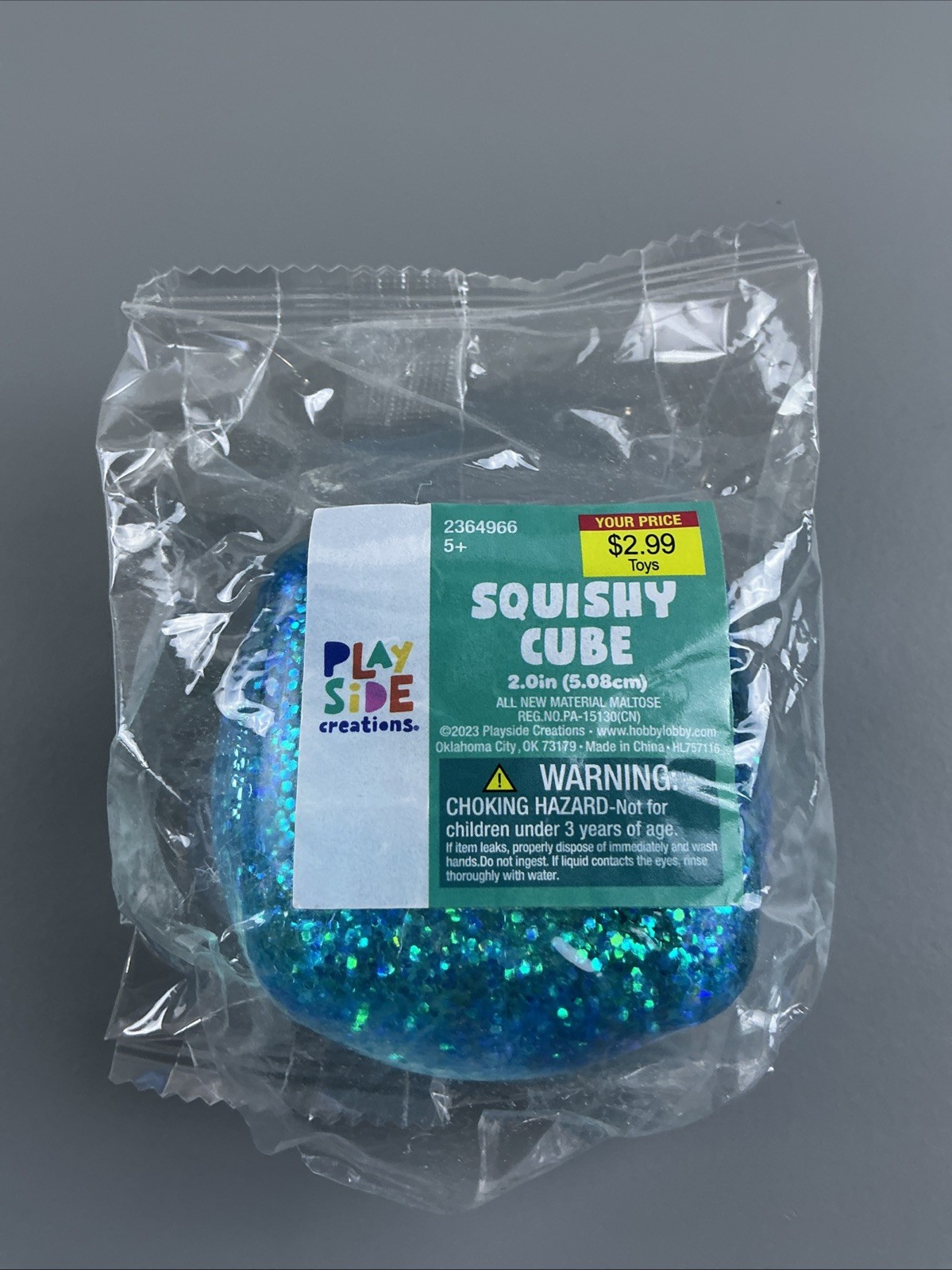 Play Side Creations Squish Cube 2 Blue Tactile Squeeze Toy, 2023