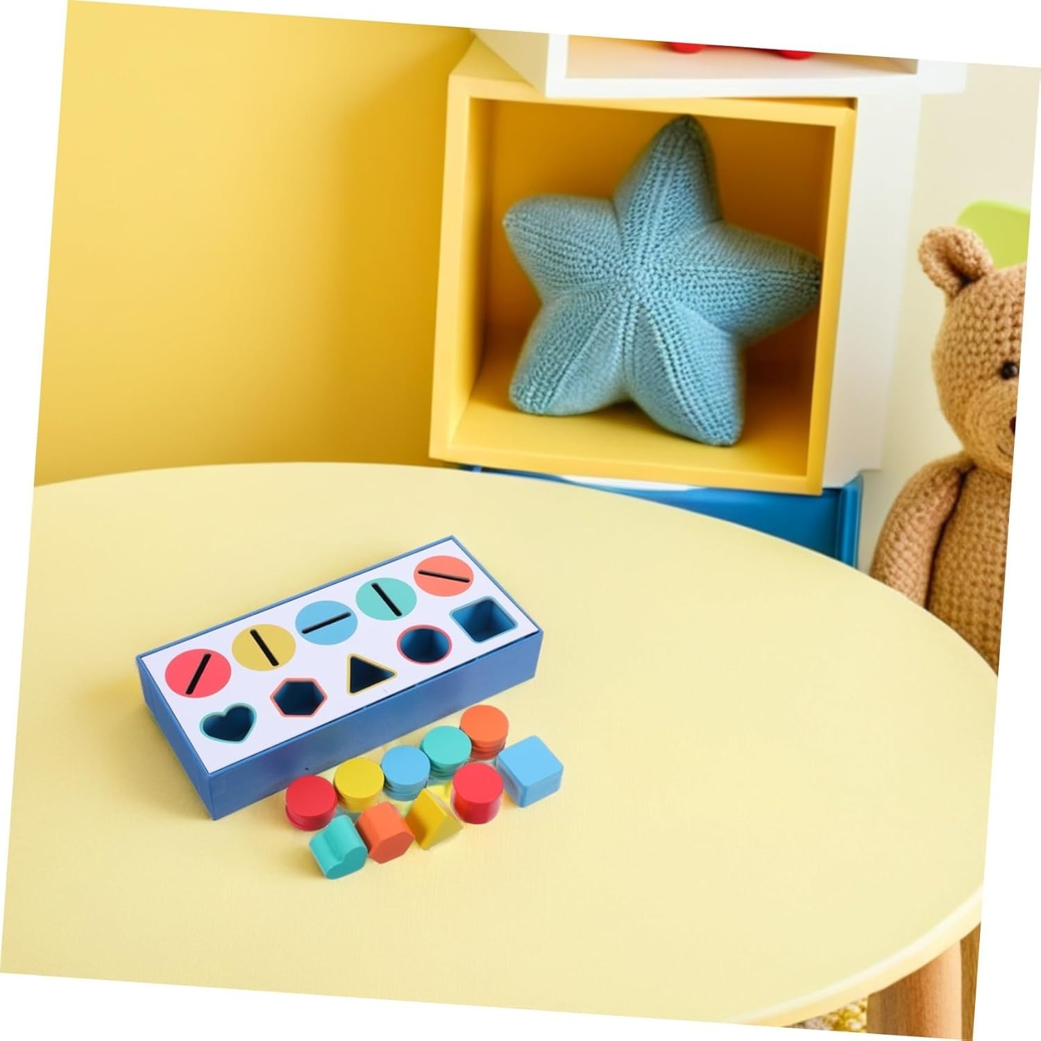 1 Box Wooden Color Shape Sorter Box for Montessori Educational Learning Color