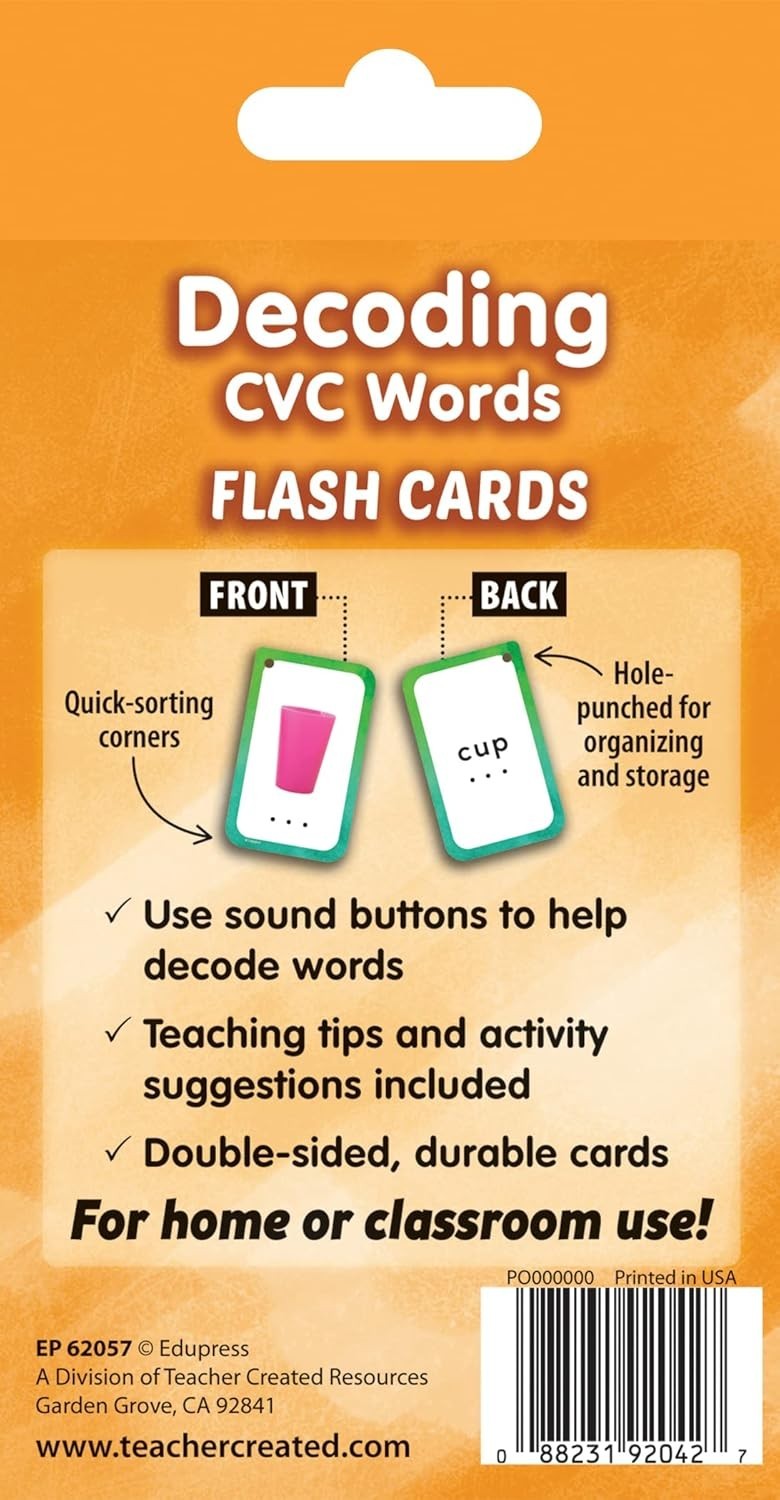 Decoding CVC Words Flash Cards – 56 Engaging Double-Sided Cards for Learning