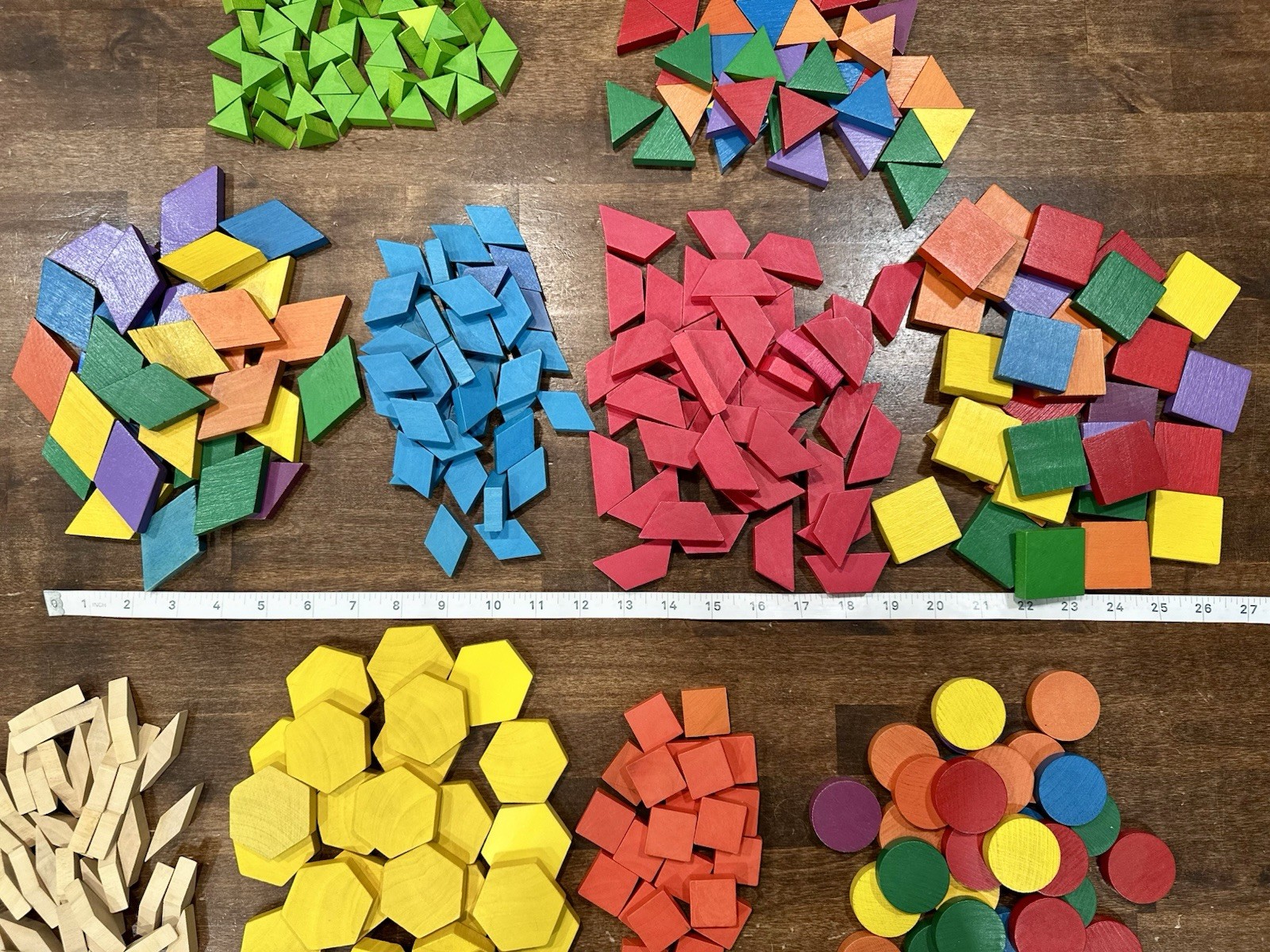 300+ Geometric Shapes Tangram Math Manipulatives Educational Toys Colored Wood