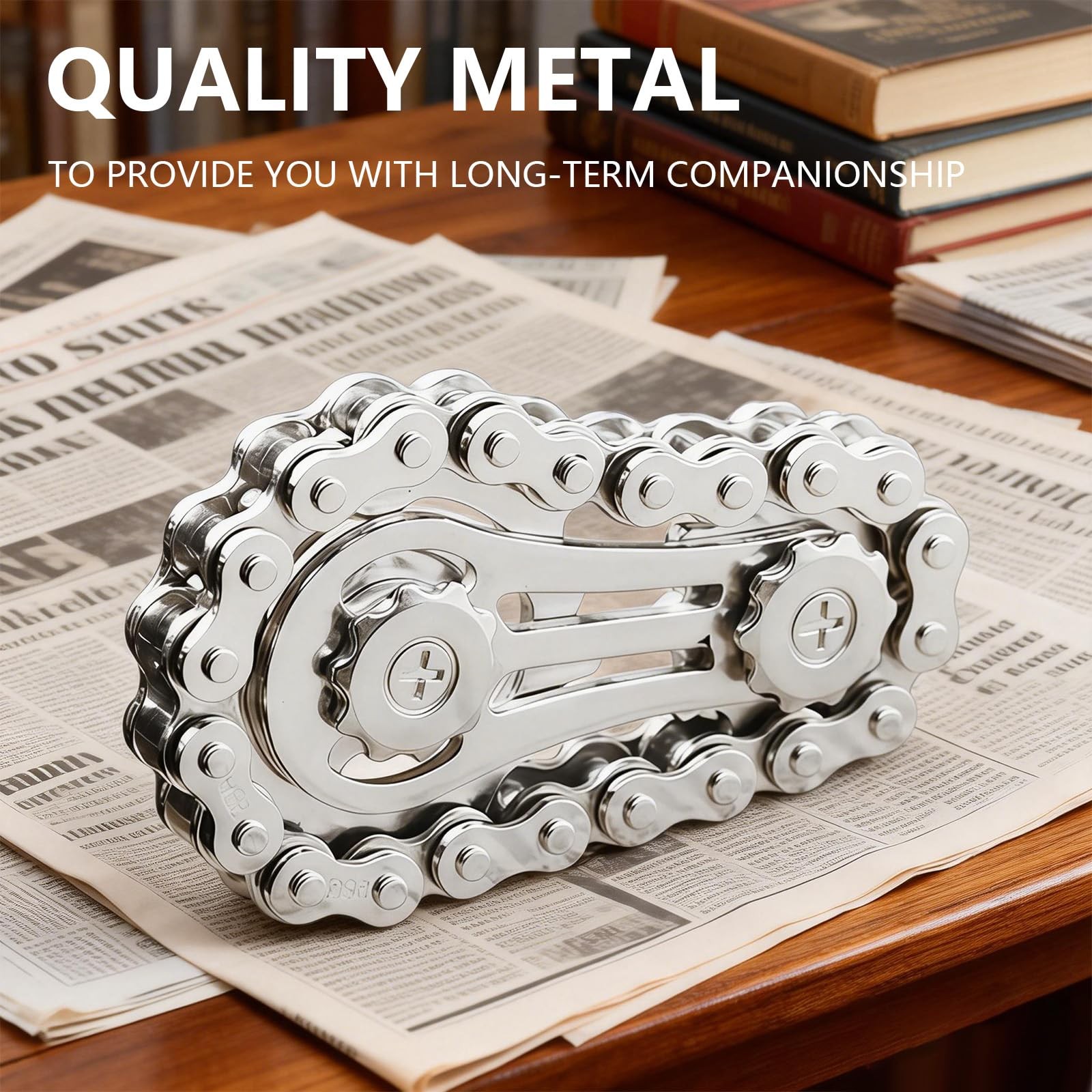Houlishu Metal Bike Chain Fidget , Sensory Stress Relief Standard, Silver