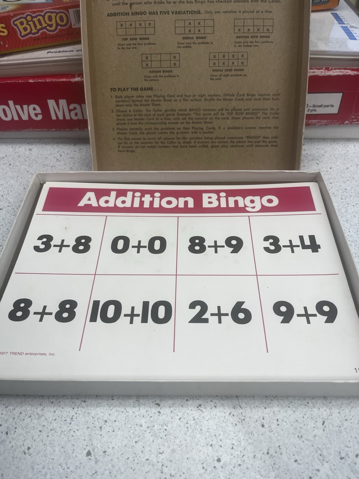 VTG 70s Addition Bingo Game 36 Players Educational Homeschool Learning