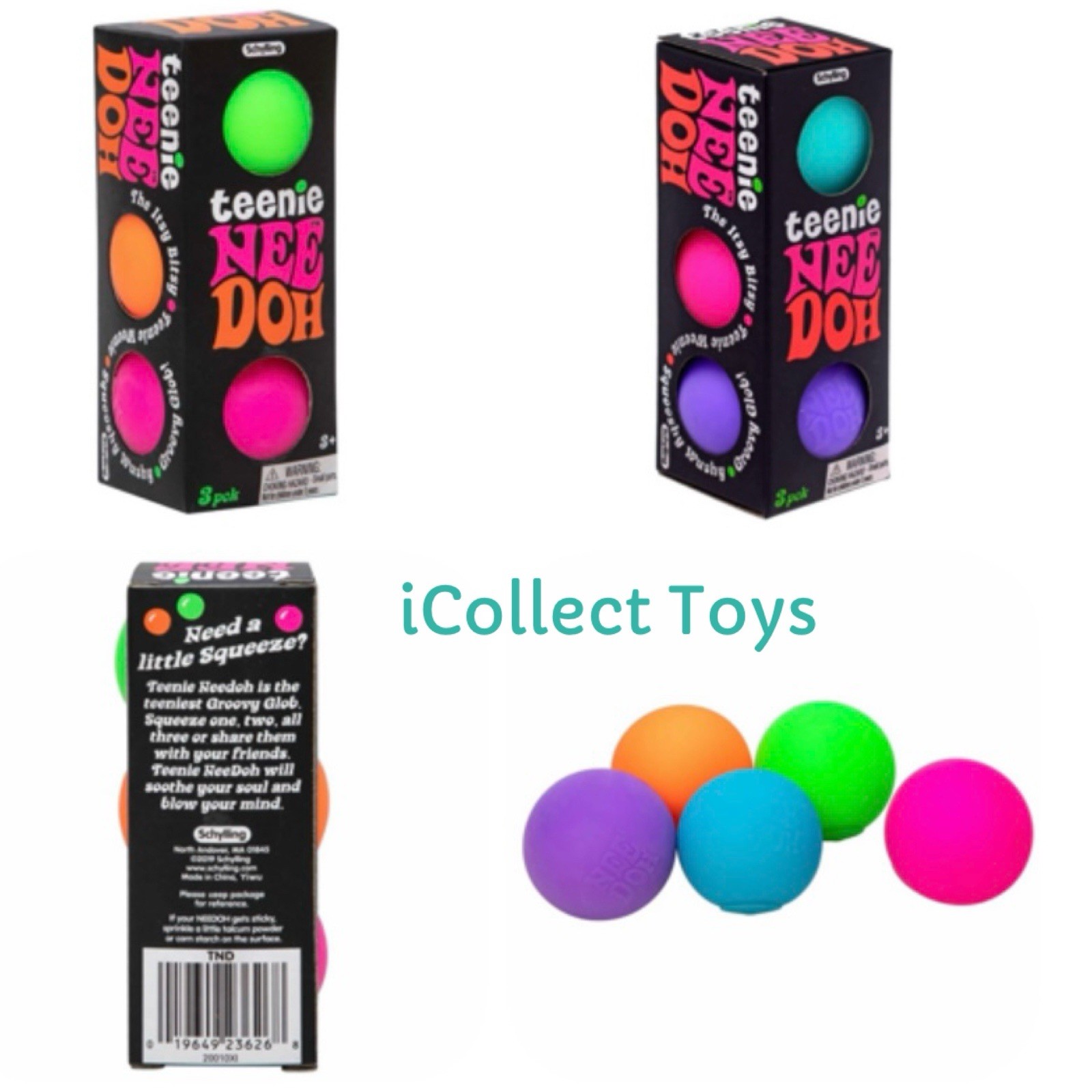 NeeDoh Teenie NeeDoh 3-Pack Viral Squishy Schylling Nee Doh AUTHENTIC