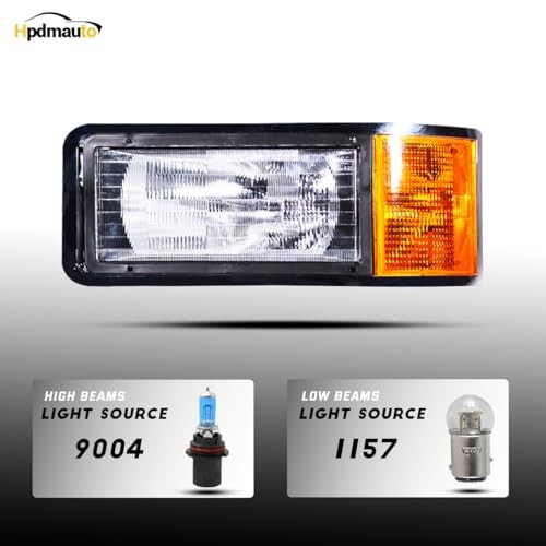 headlights for Mack,Replacement Headlamp with turn Signal Bulb Compatible Right