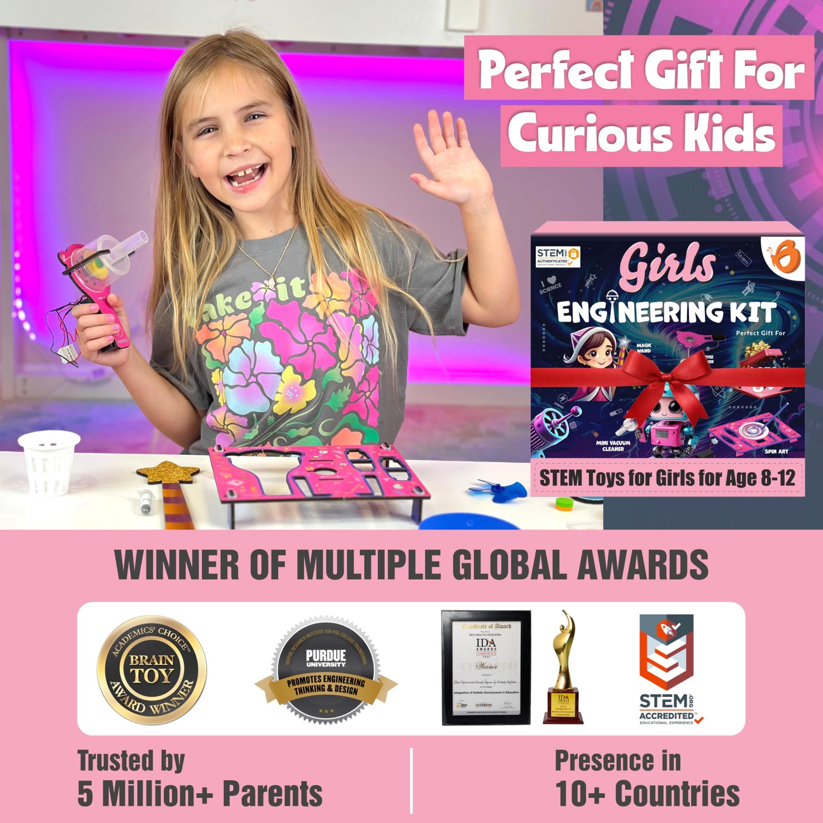 Butterfly EduFields 100+ STEM Projects | Girls Mini Engineering Kit for Ages