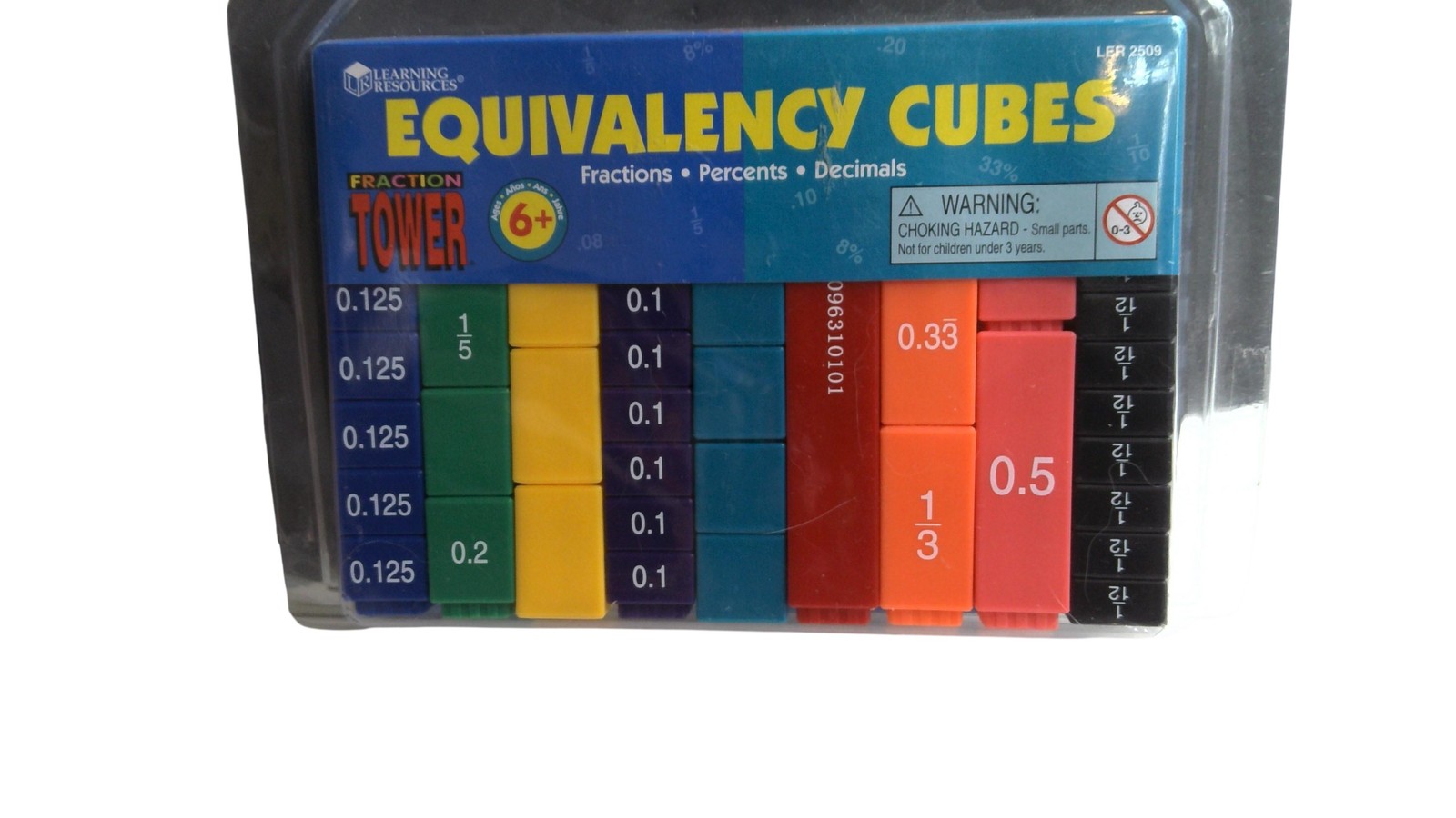 Learning Resources Equivalency Cubes Fractions Percents Decimals Multicolor 6+