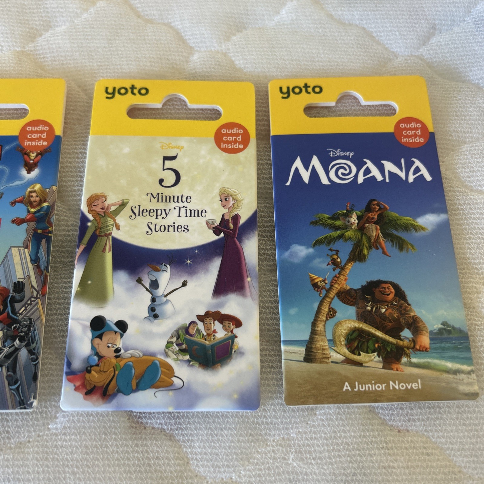 4 Yoto Cards Disney Moana sleepy time stories wimpy kid 5 minute marvel stories