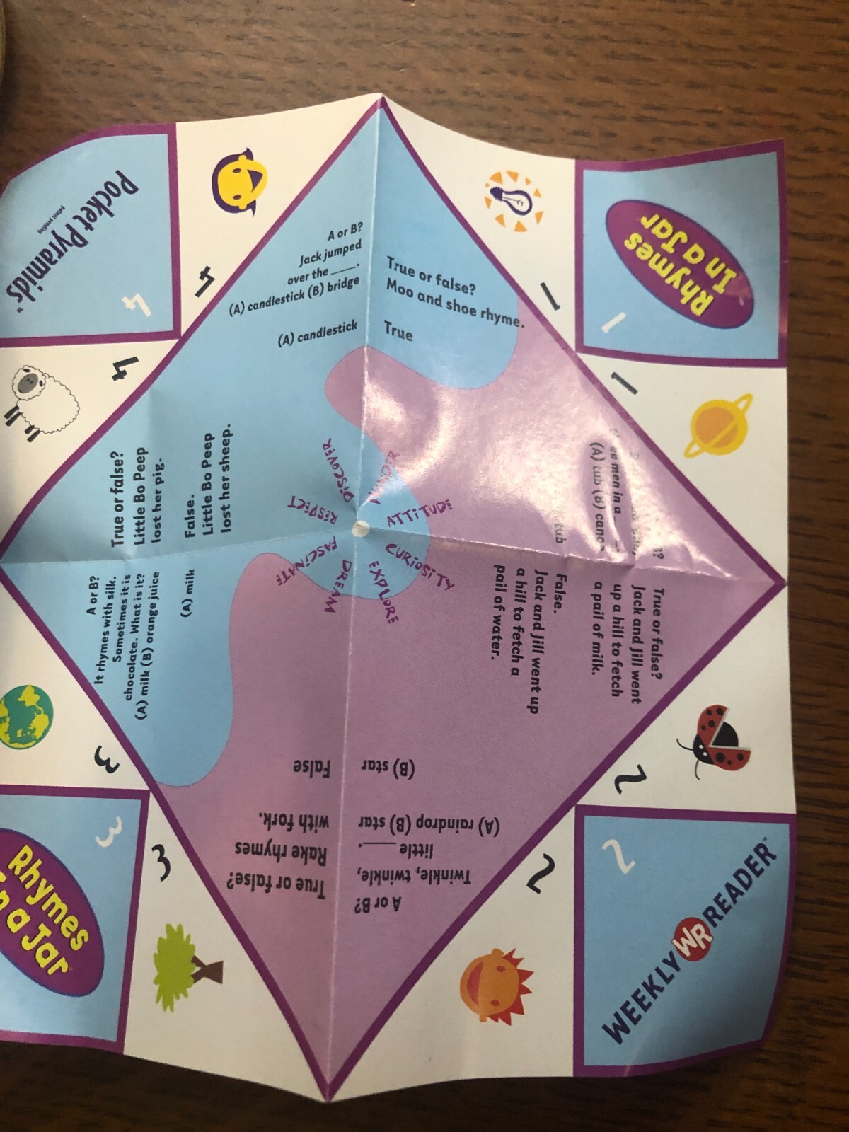 Weekly Reader Rhymes in a Jar, games, Trivia, Facts & Activities 2004 Pre-K & Up