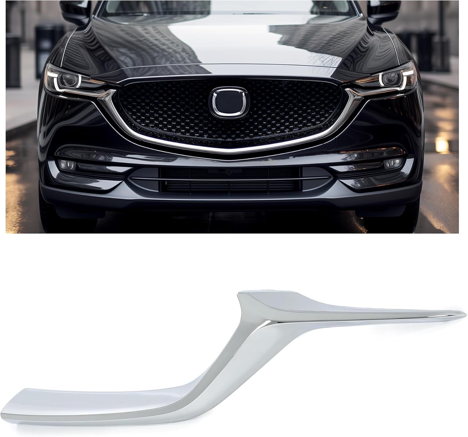 Grille Grill Molding Compatible with 2017-2021 Mazda CX-5 CX5 Left Side Front Gr