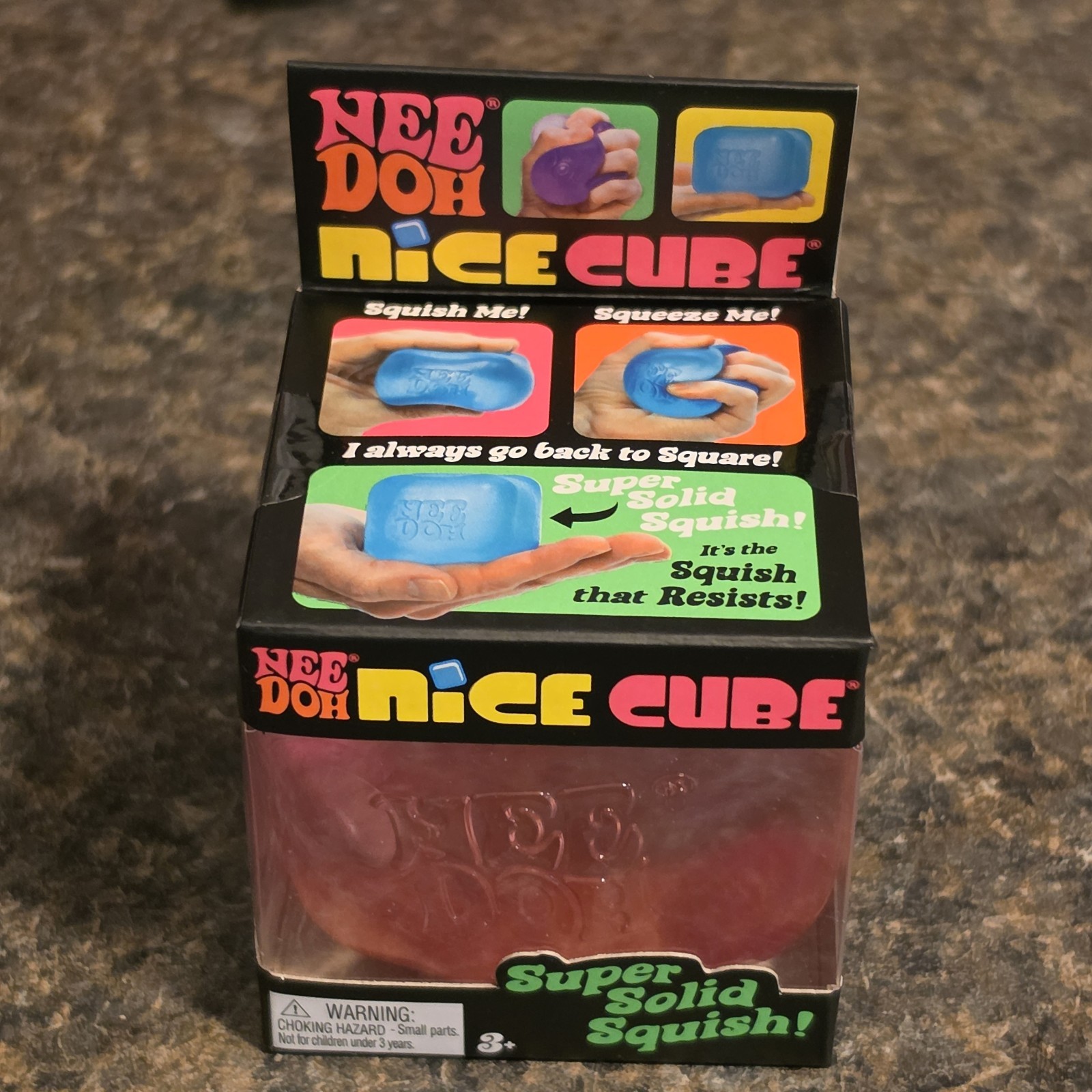 Schylling NeeDoh Nice Cube Pink Stress Ball Sensory Toy Square Shape Brand New
