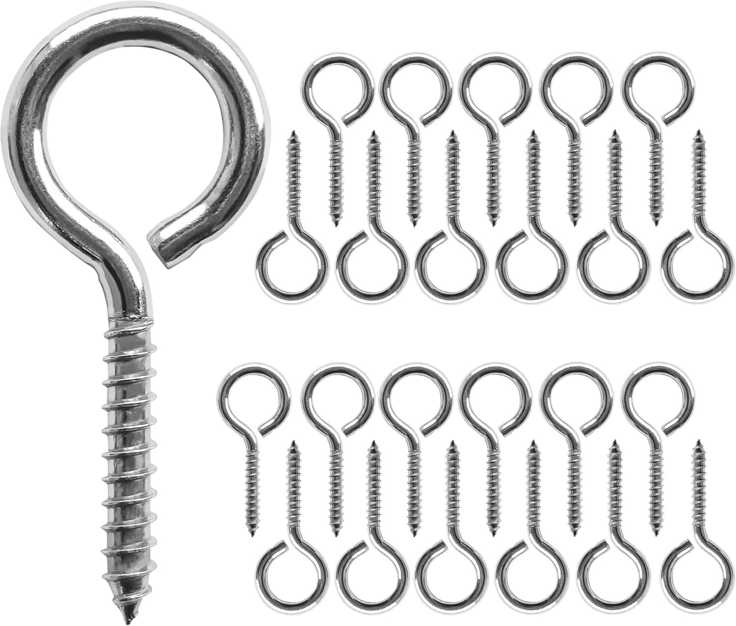 12 Pcs Screws Eye Hooks 2.56 Inch 304 Stainless Steel Heavy Duty Eye Hooks
