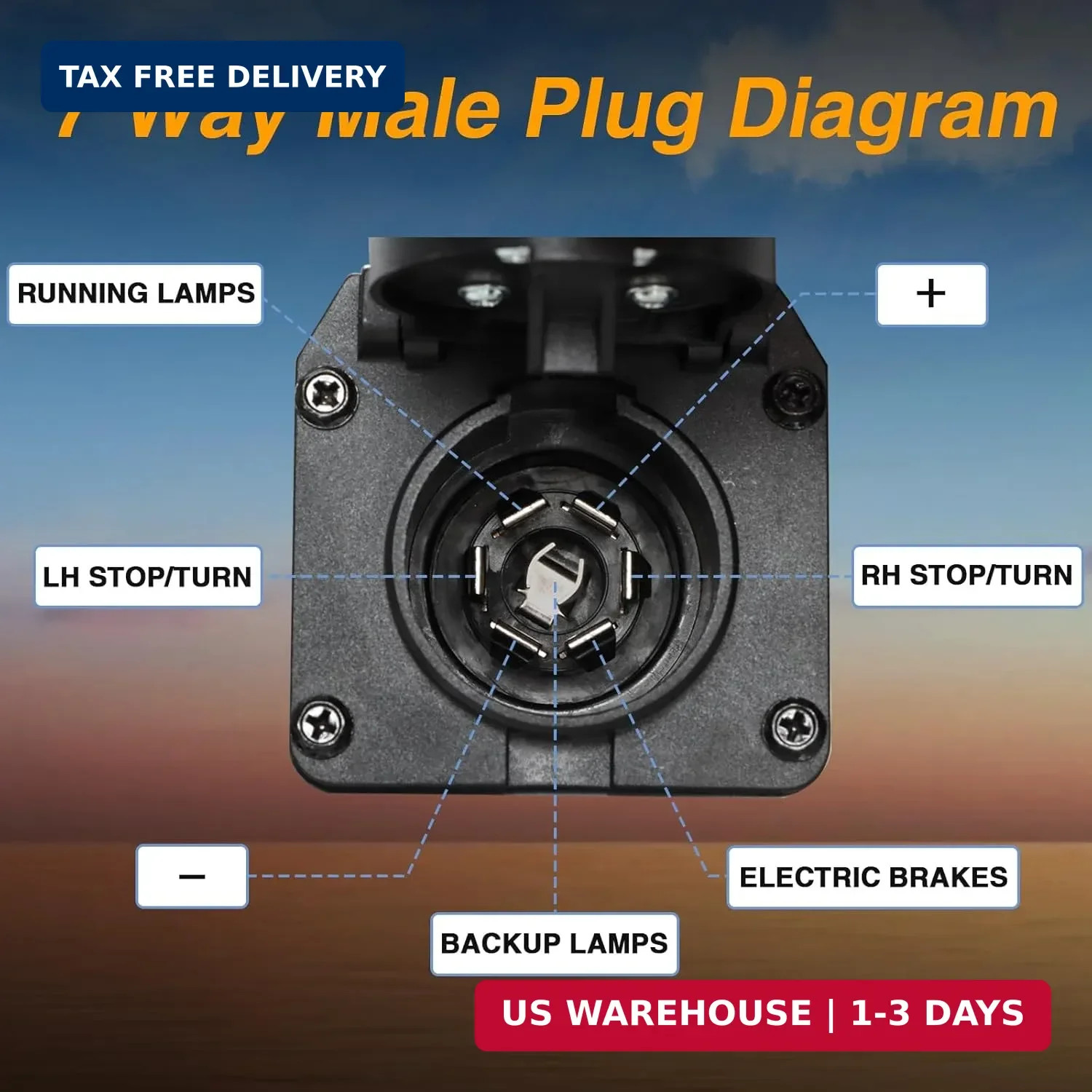 FUSCH 4 & 7 Pin Trailer Tow Wiring Harness Plug 4-Flat 7-Way Plug Adapter with M