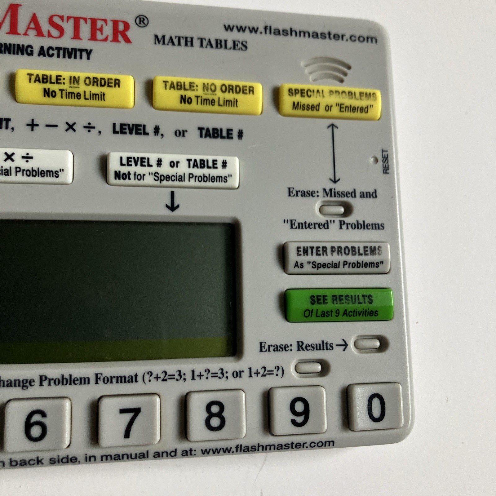 Flash Master Math Tables Electronic Learning Tool Model MT1A Tested Working A6