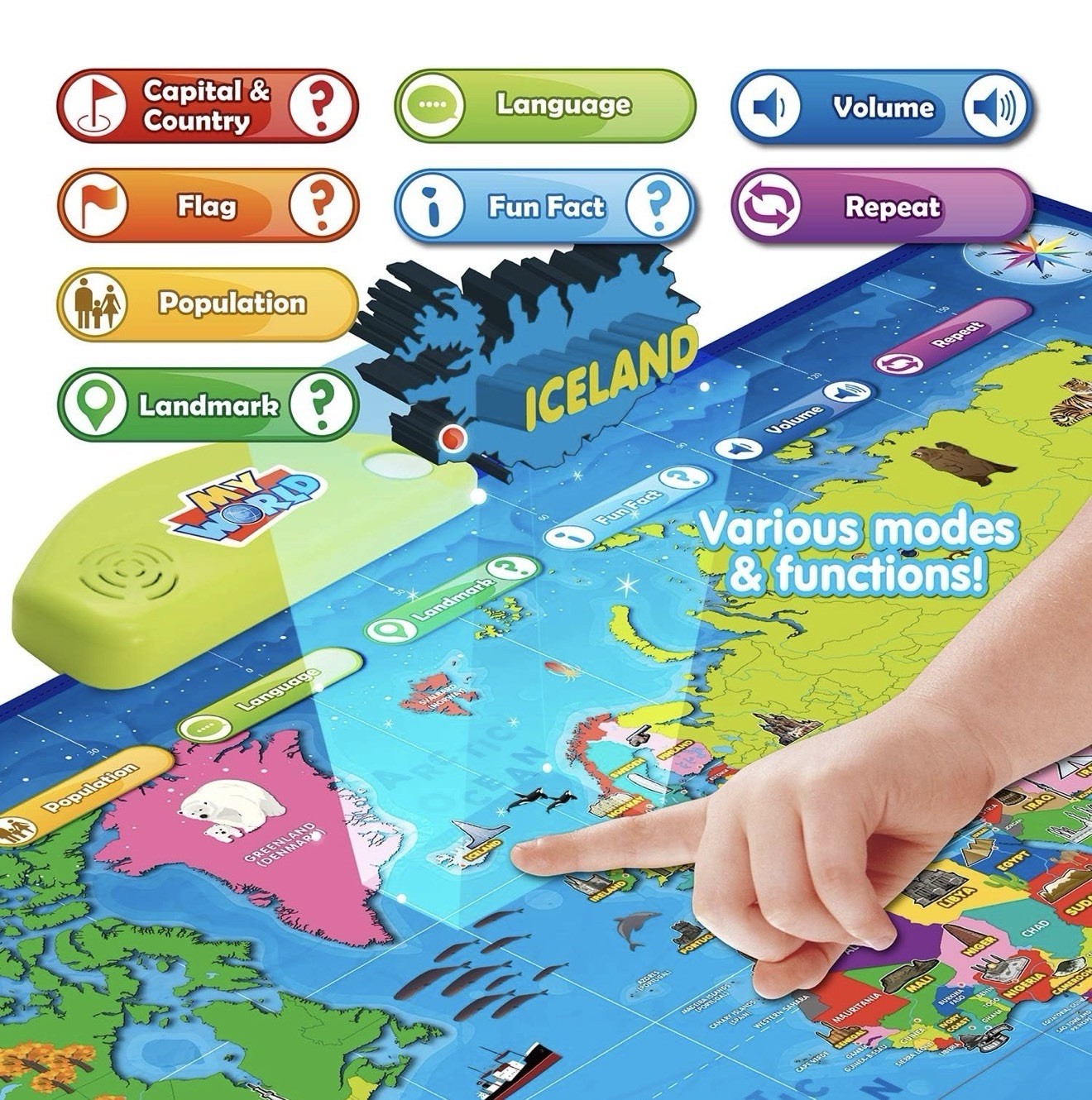 BEST LEARNING i-Poster My World – Interactive Talking World Map Kids Ages 5-12